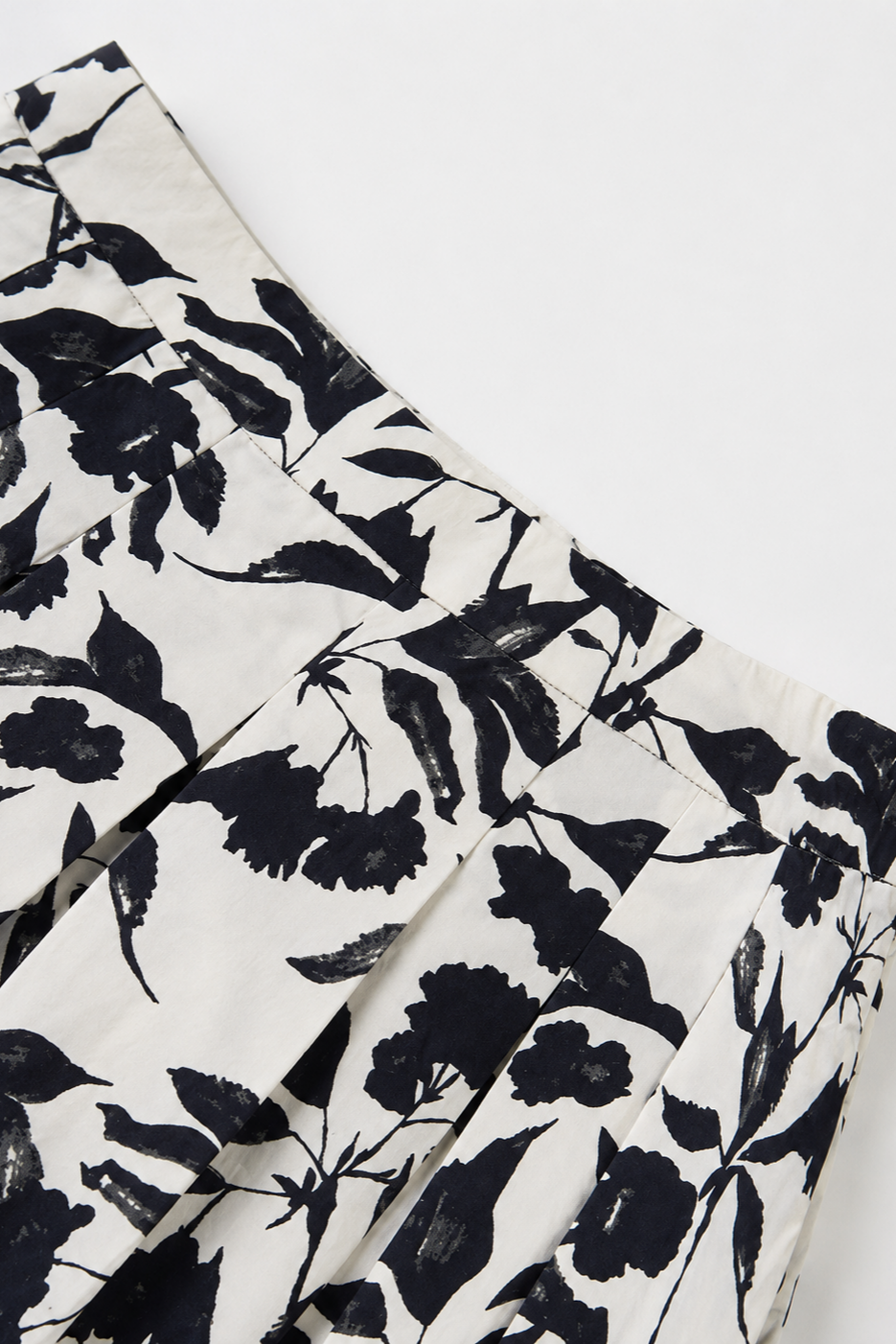 Botanical Print Cotton Midi Skirt