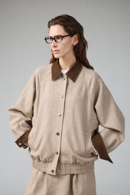 Marius Preppy-Style Houndstooth Merino Wool Jacket