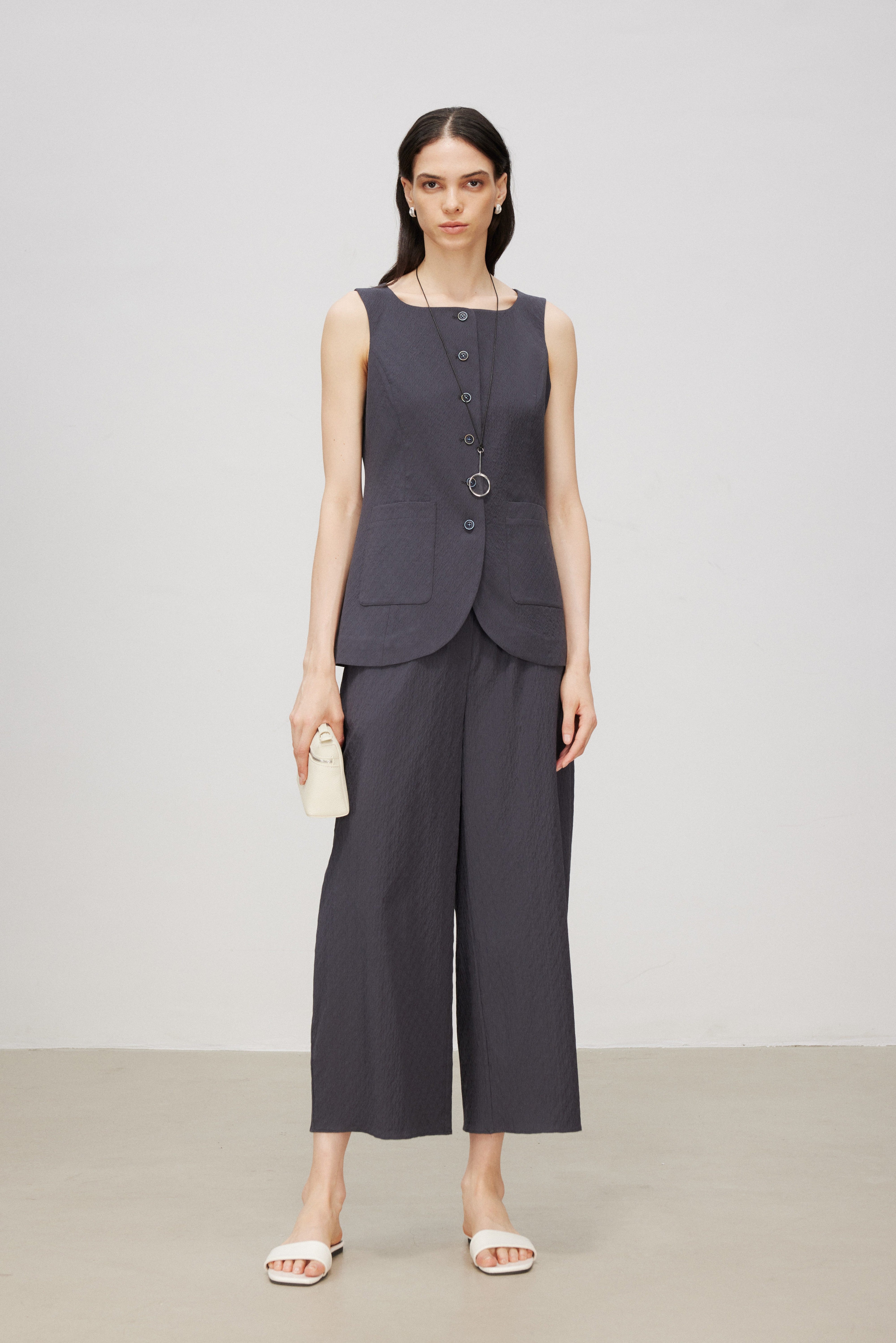 Classic Six-Button Tailored Wool-Blend Vest