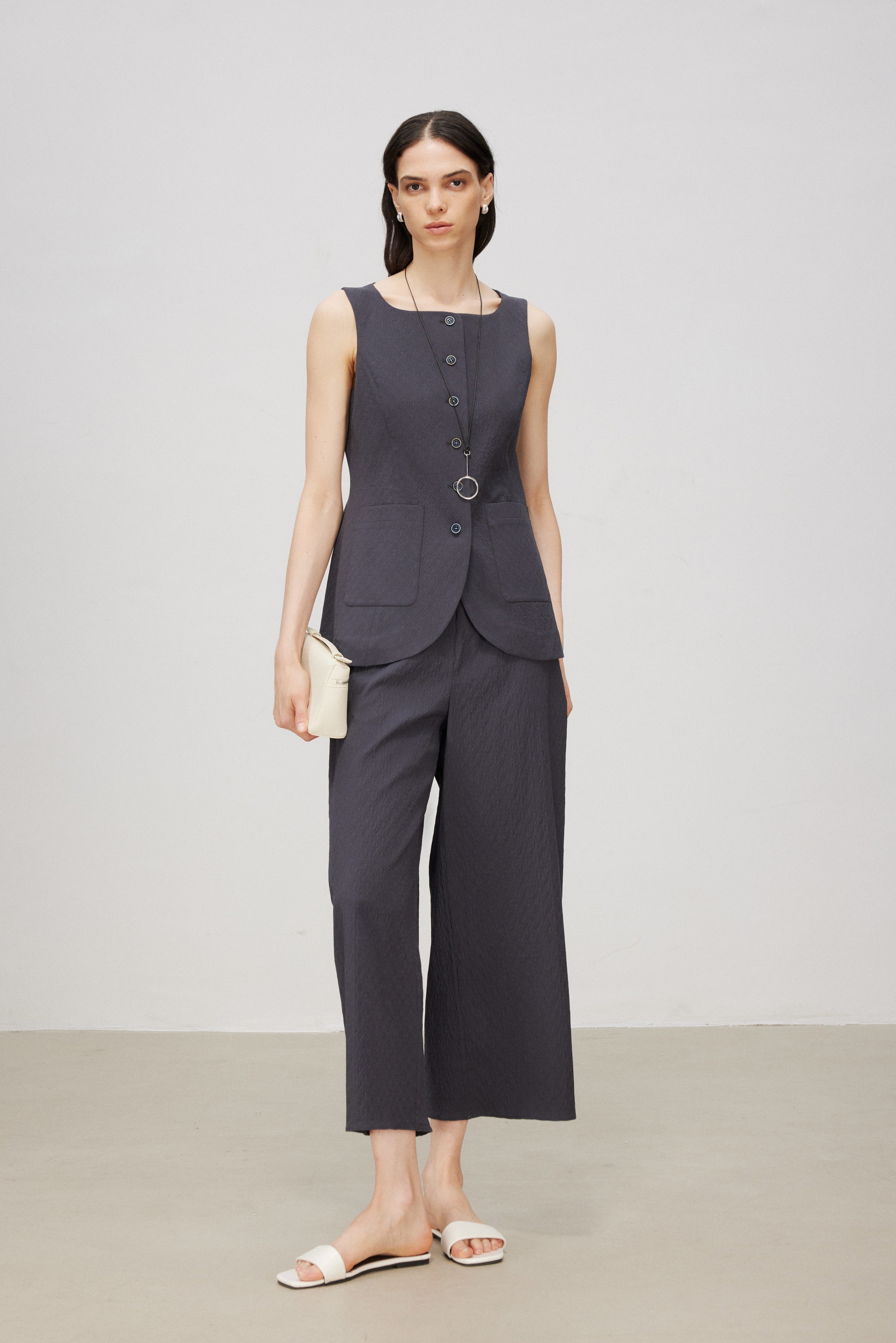 Classic Six-Button Tailored Wool-Blend Vest