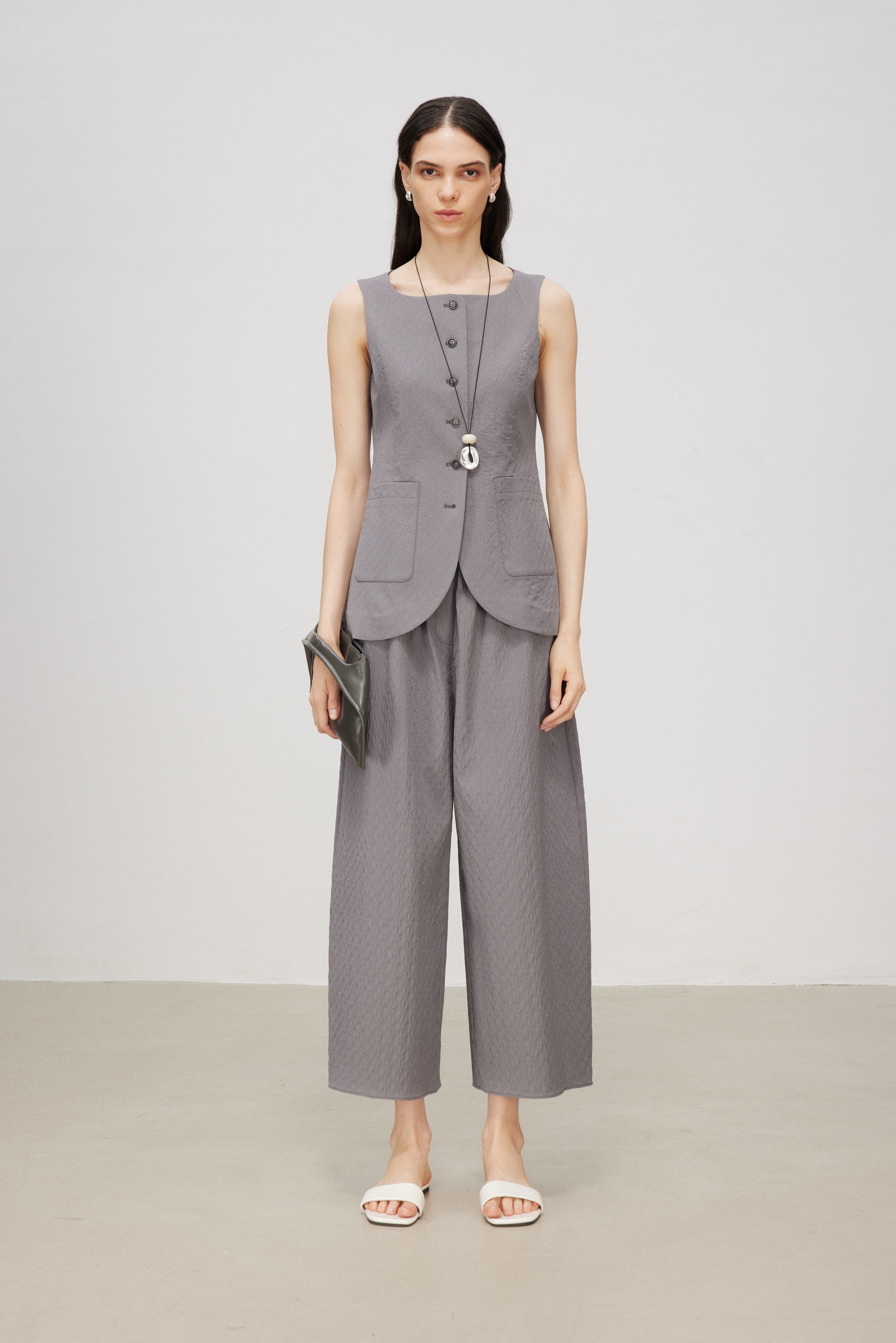 Classic Six-Button Tailored Wool-Blend Vest
