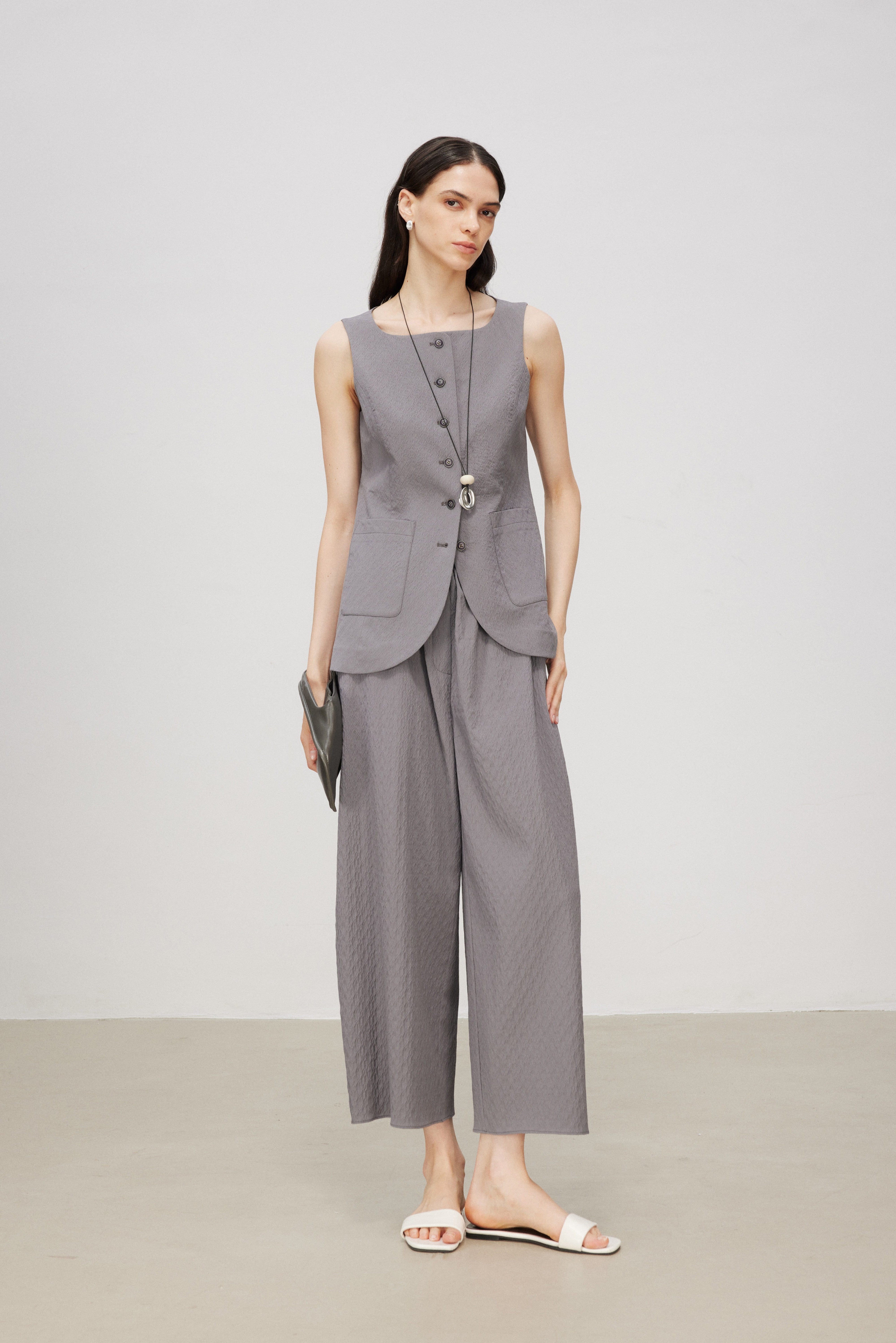 Classic Six-Button Tailored Wool-Blend Vest