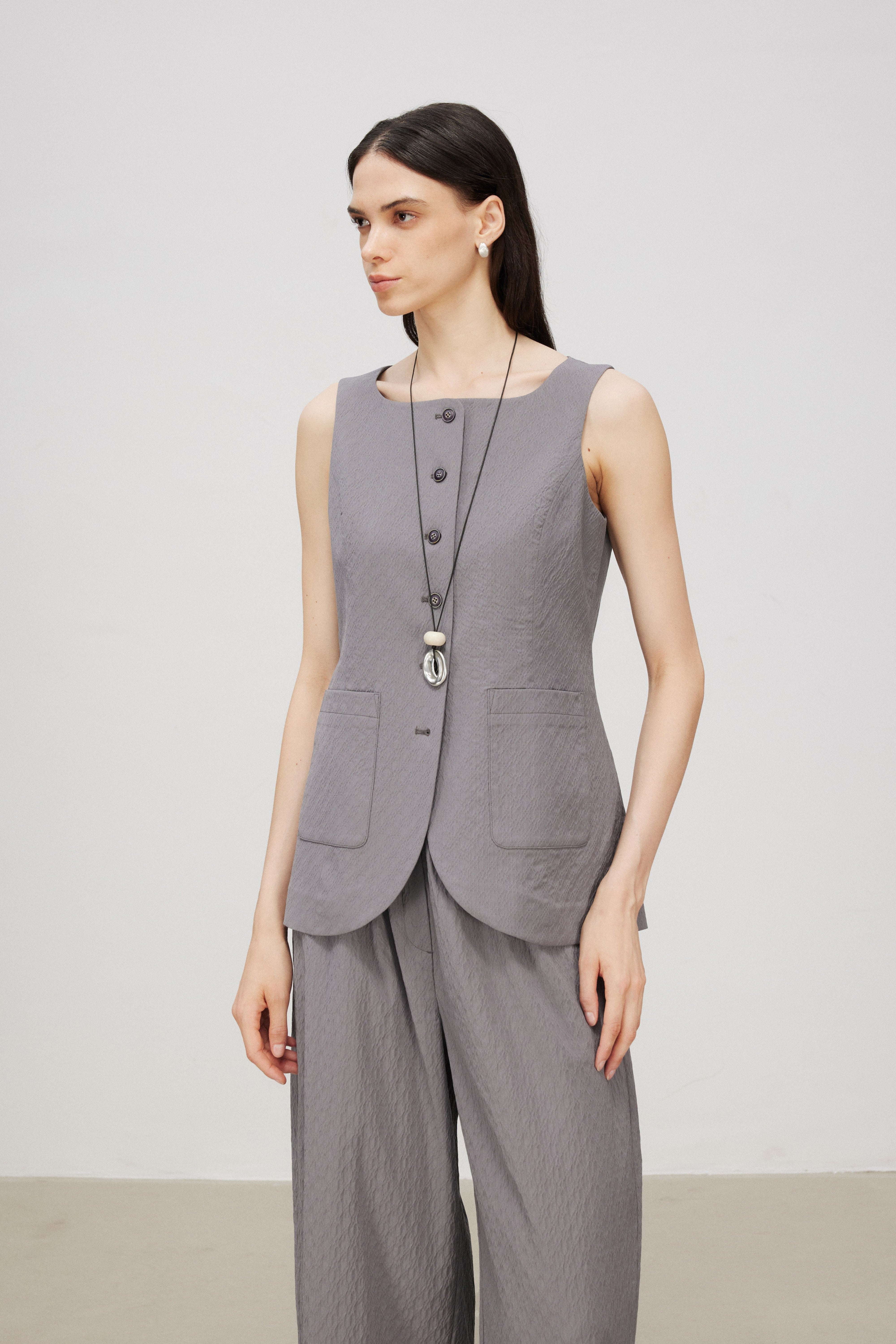 Classic Six-Button Tailored Wool-Blend Vest