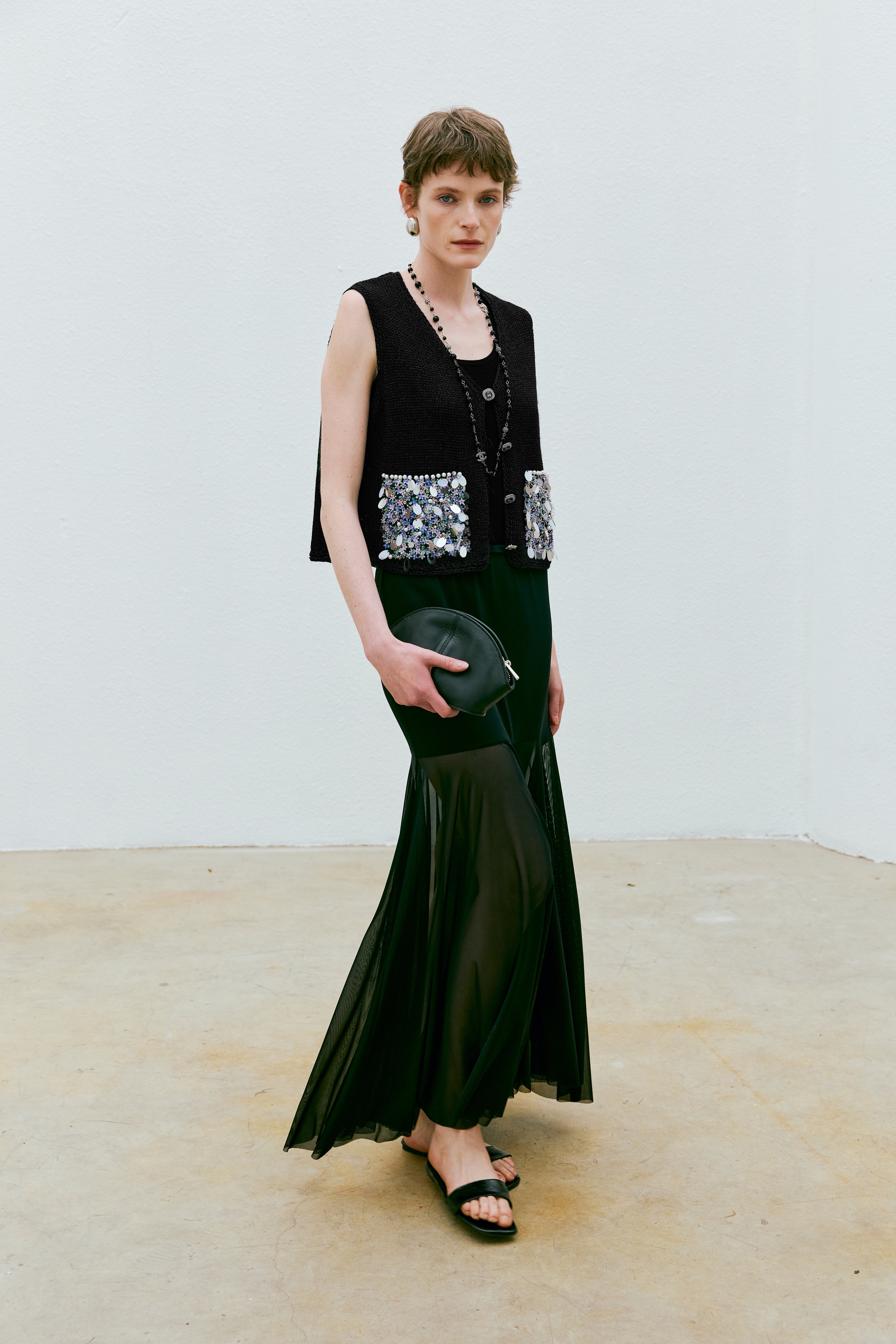 Sequin Button Knit Vest