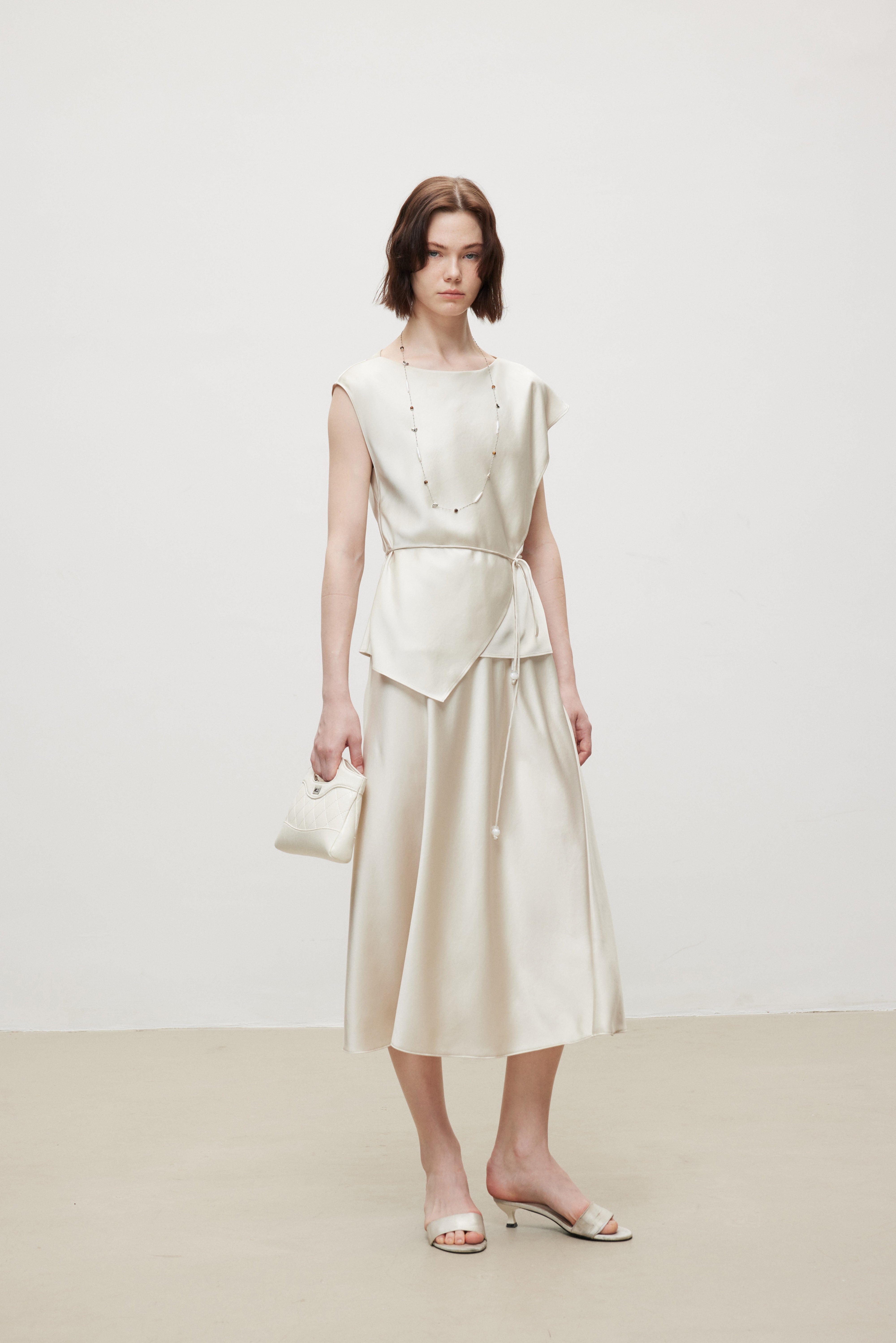 Triacetate Luxe Draped Elegance Midi Skirt