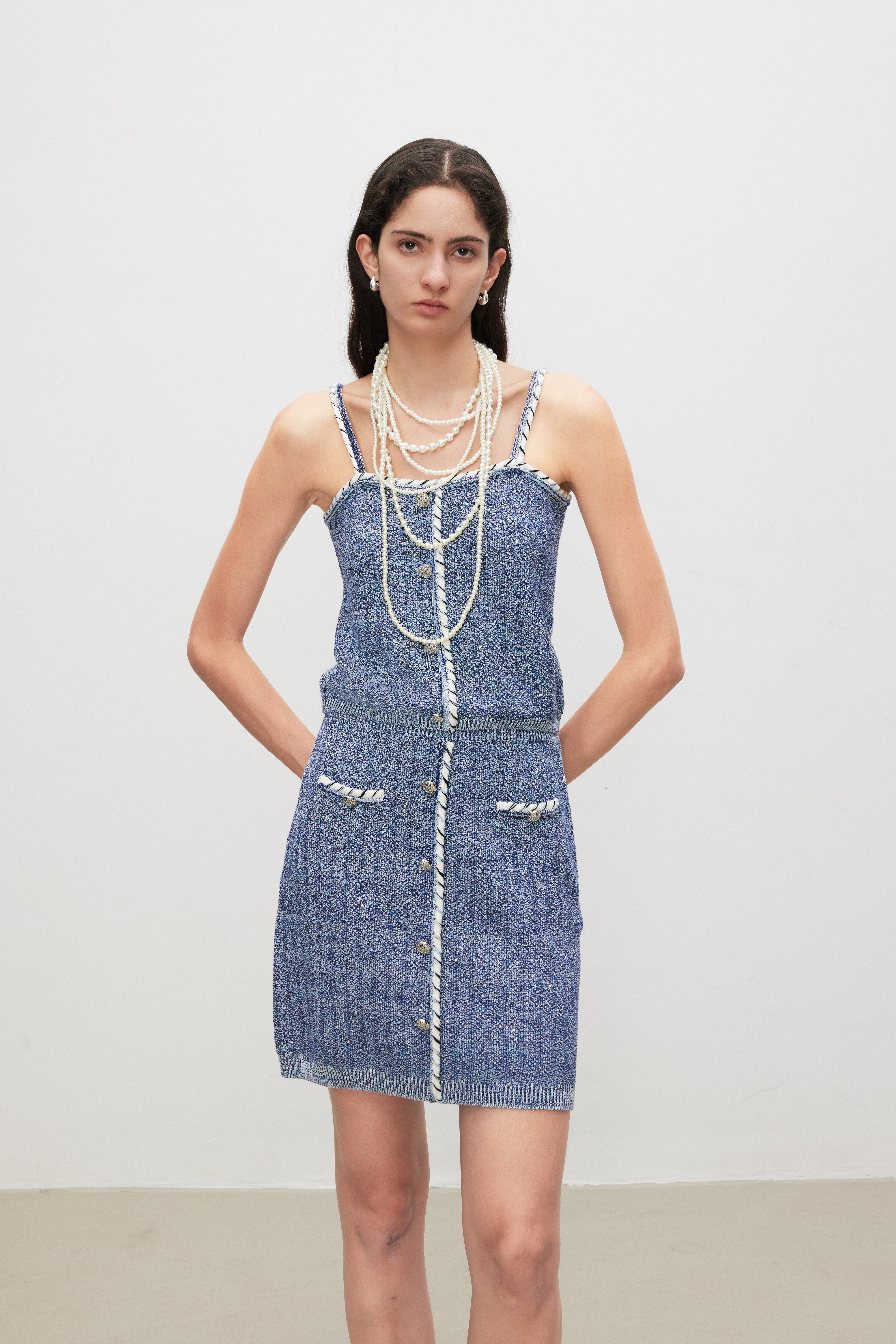 Bouclé Knit Tweed Cami Top