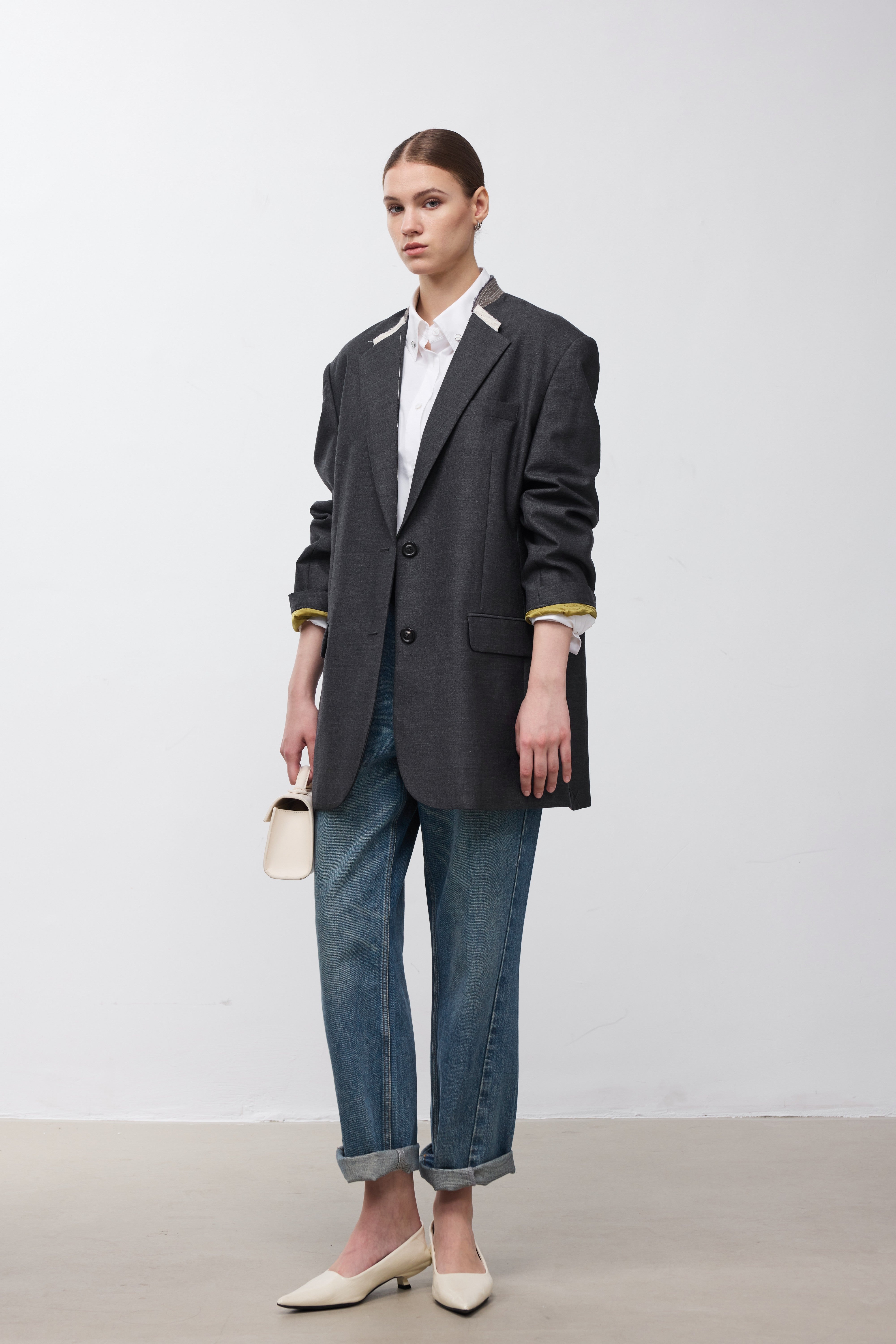 "Deconstructed" NIKKE Wool-Mohair Tailored Blazer