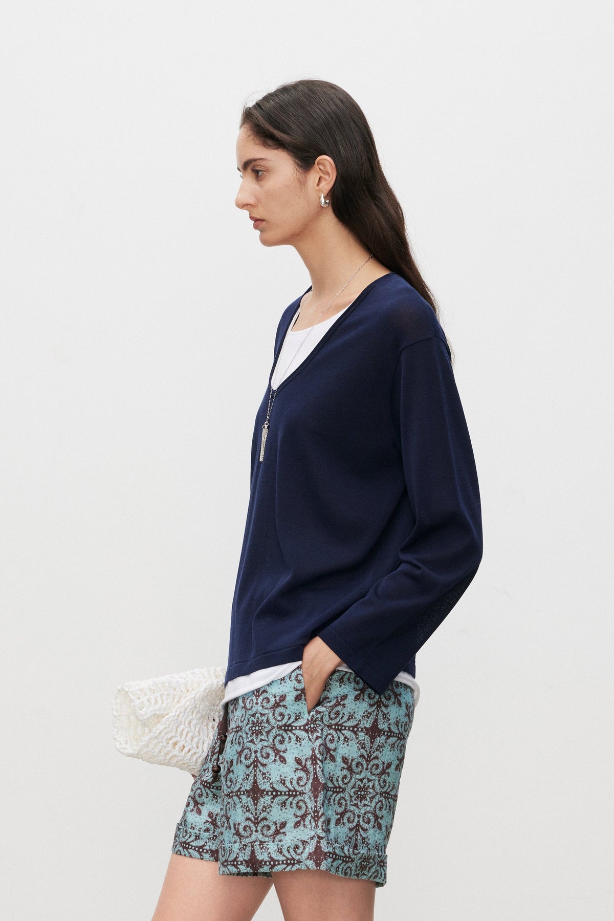 Cotton-Silk Blend Layered Knit Top