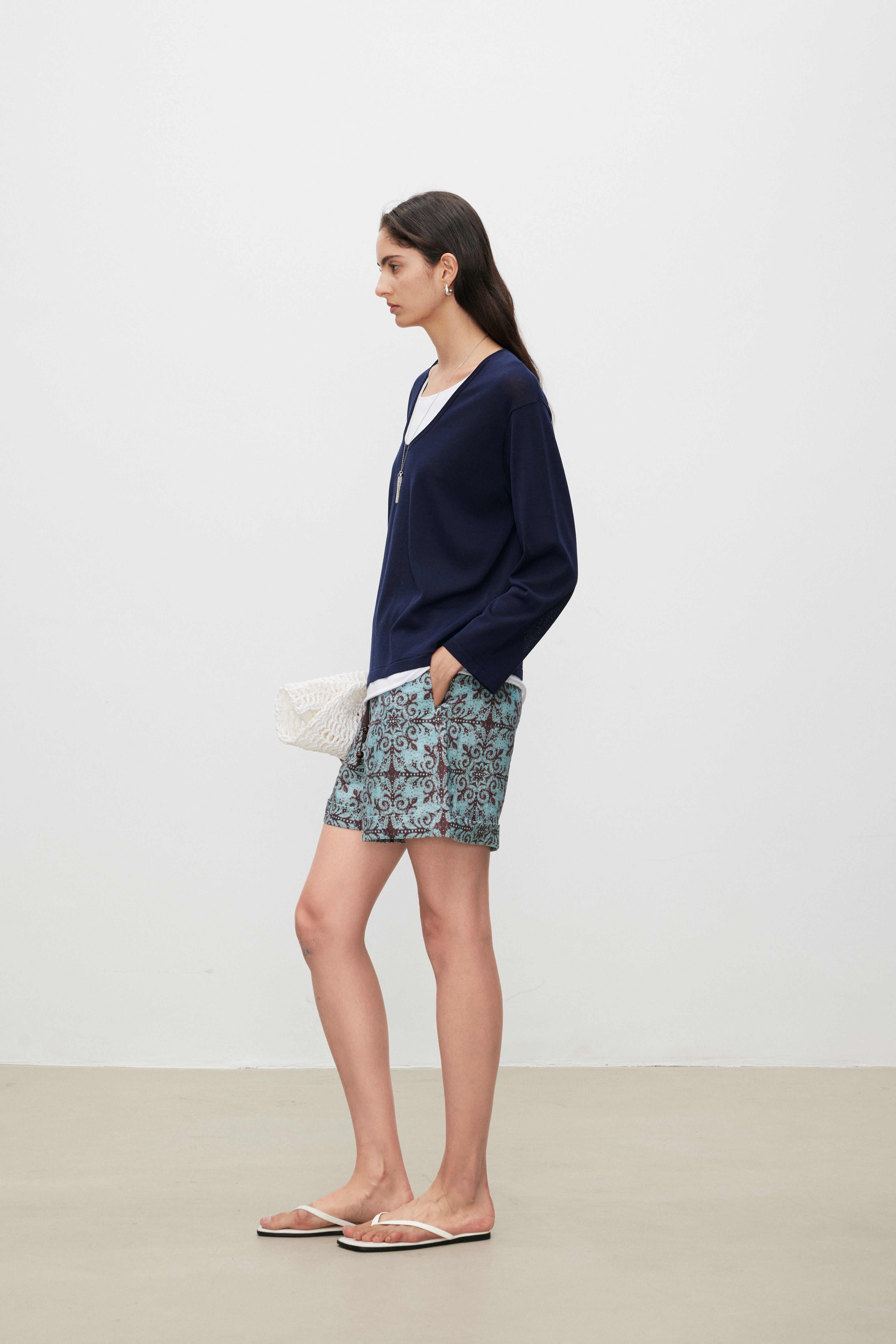 Essential Relaxed SilkBlend Layered V-Neck Knit