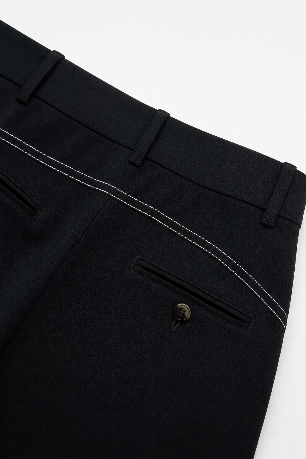 Contrast Stitch Barrel-Leg Trousers