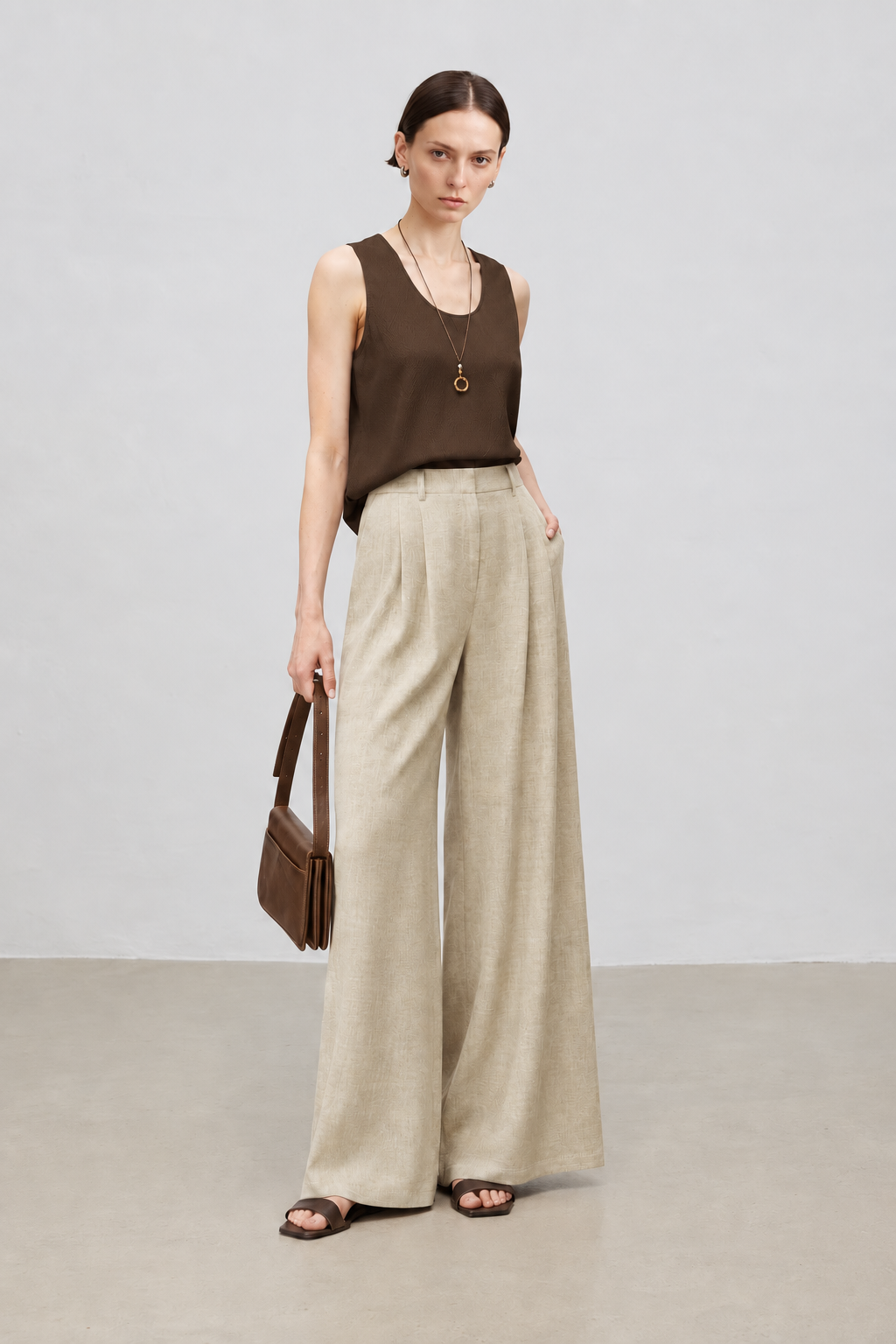 Minimal Pearl-Sheen Silk Satin Scoop-Neck Tank