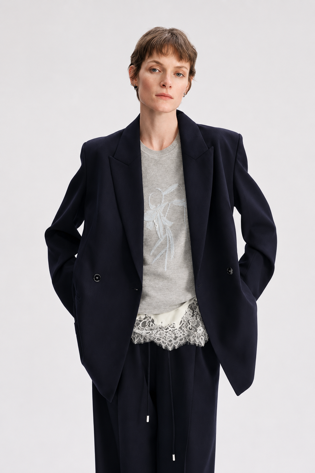 Classic Peak Lapel Tailored Blazer