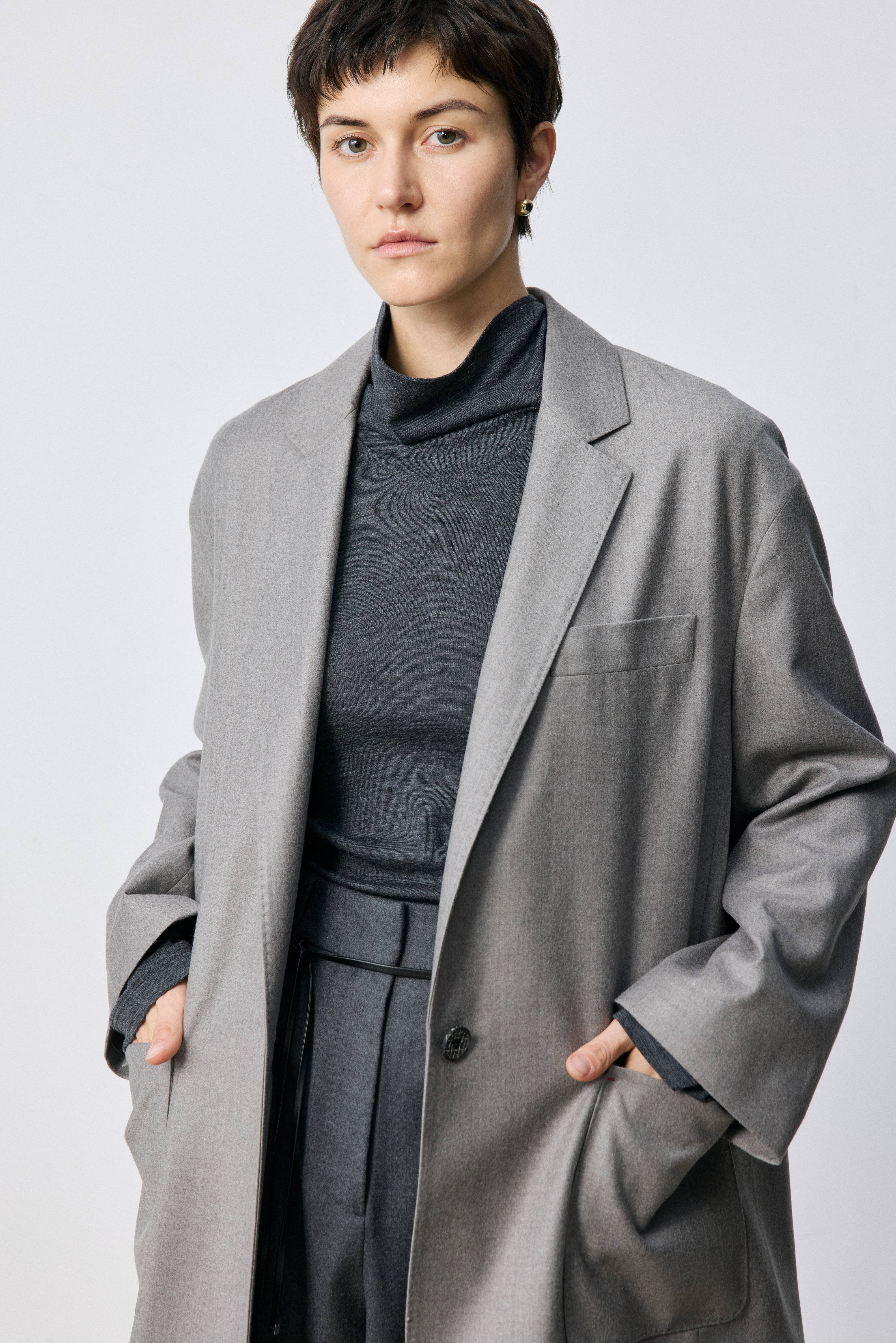 One-Button Relaxed Fit Wool Blazer