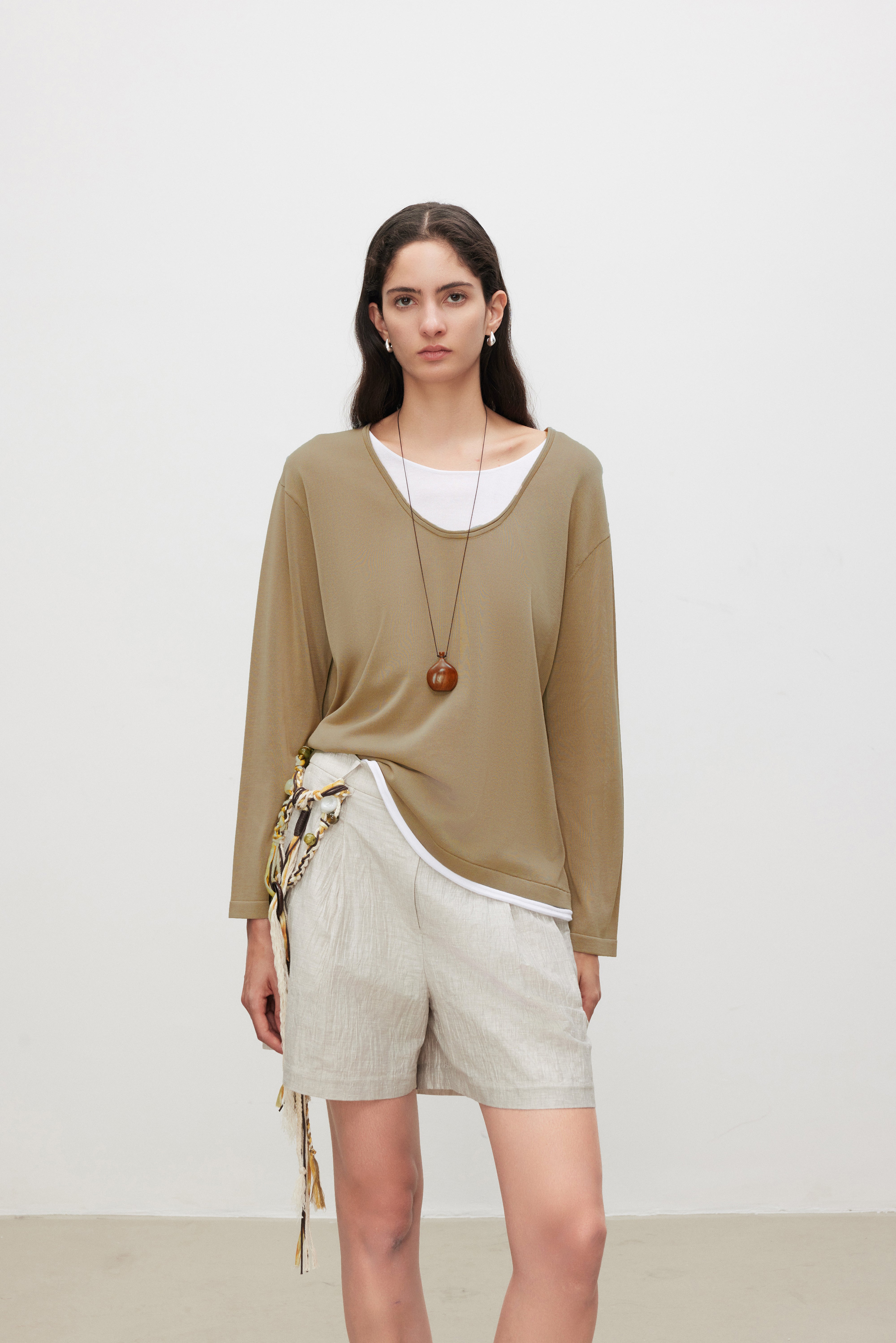 Essential Relaxed SilkBlend Layered V-Neck Knit