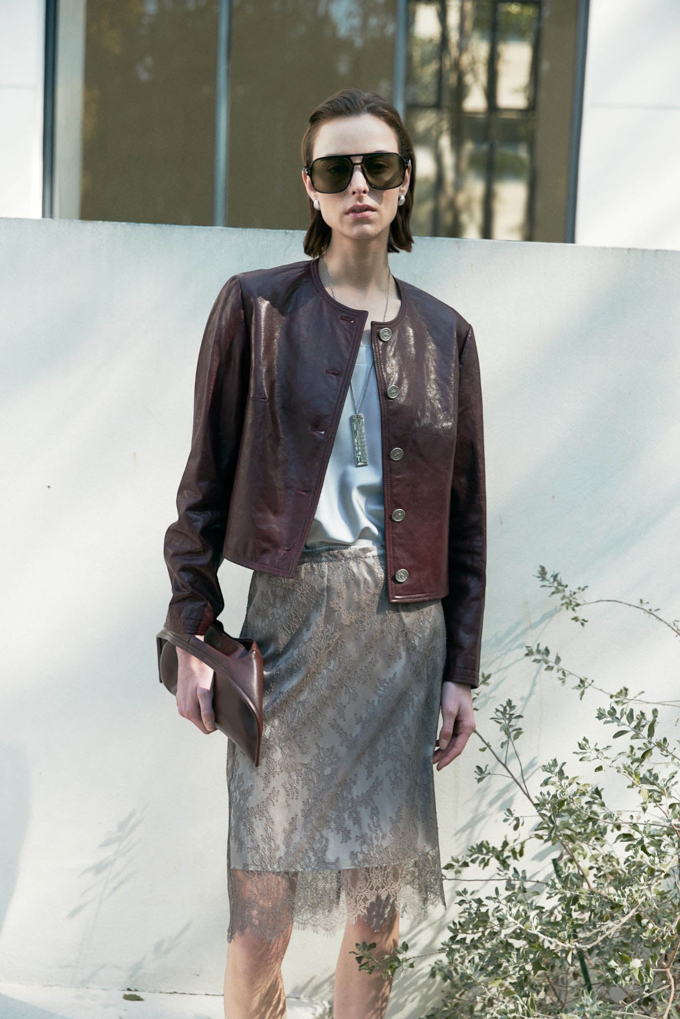 Marius Women's French-Style Hand-Pleated Leather Jacket