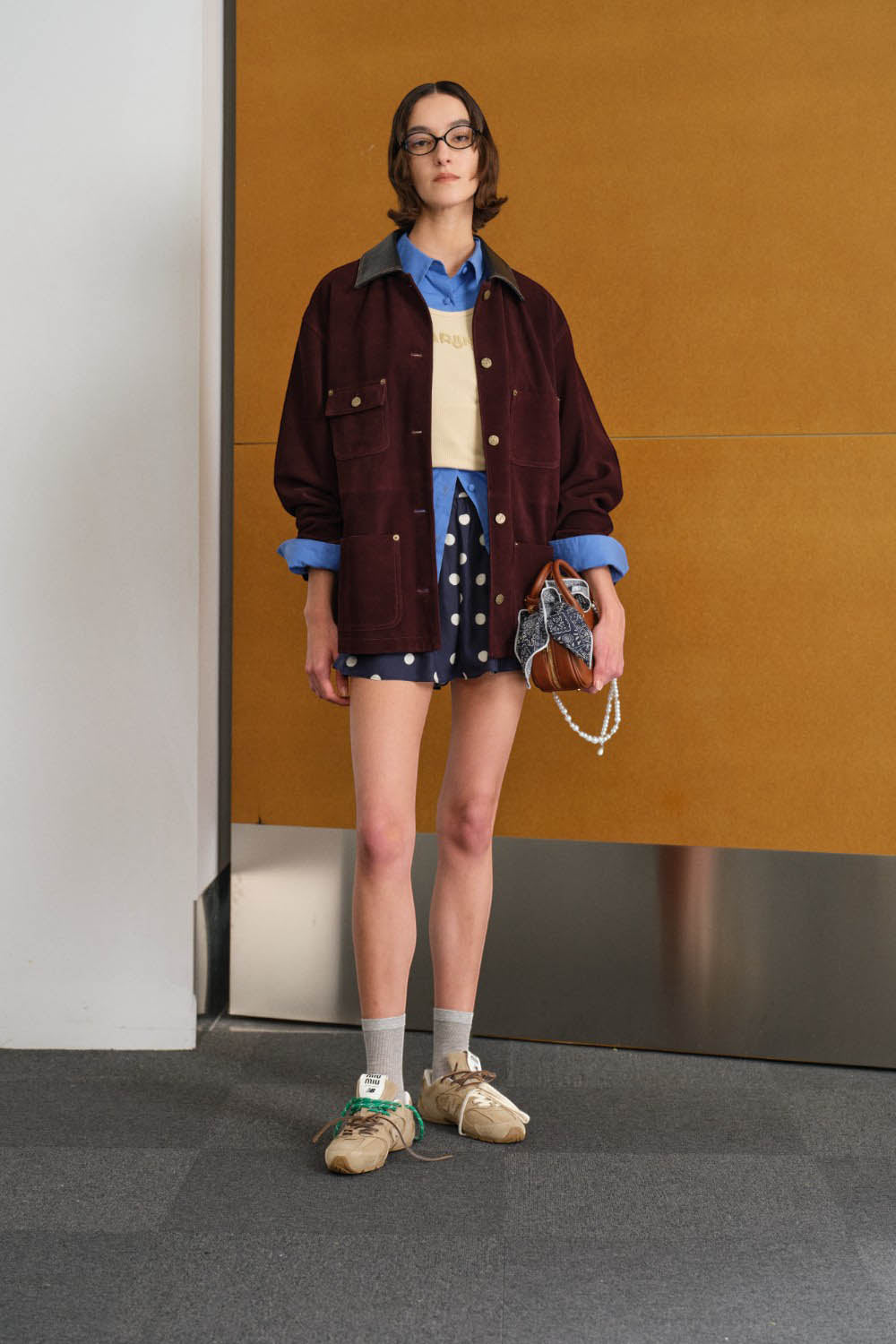 Marius Women's Spliced Leather Lapel Jacket