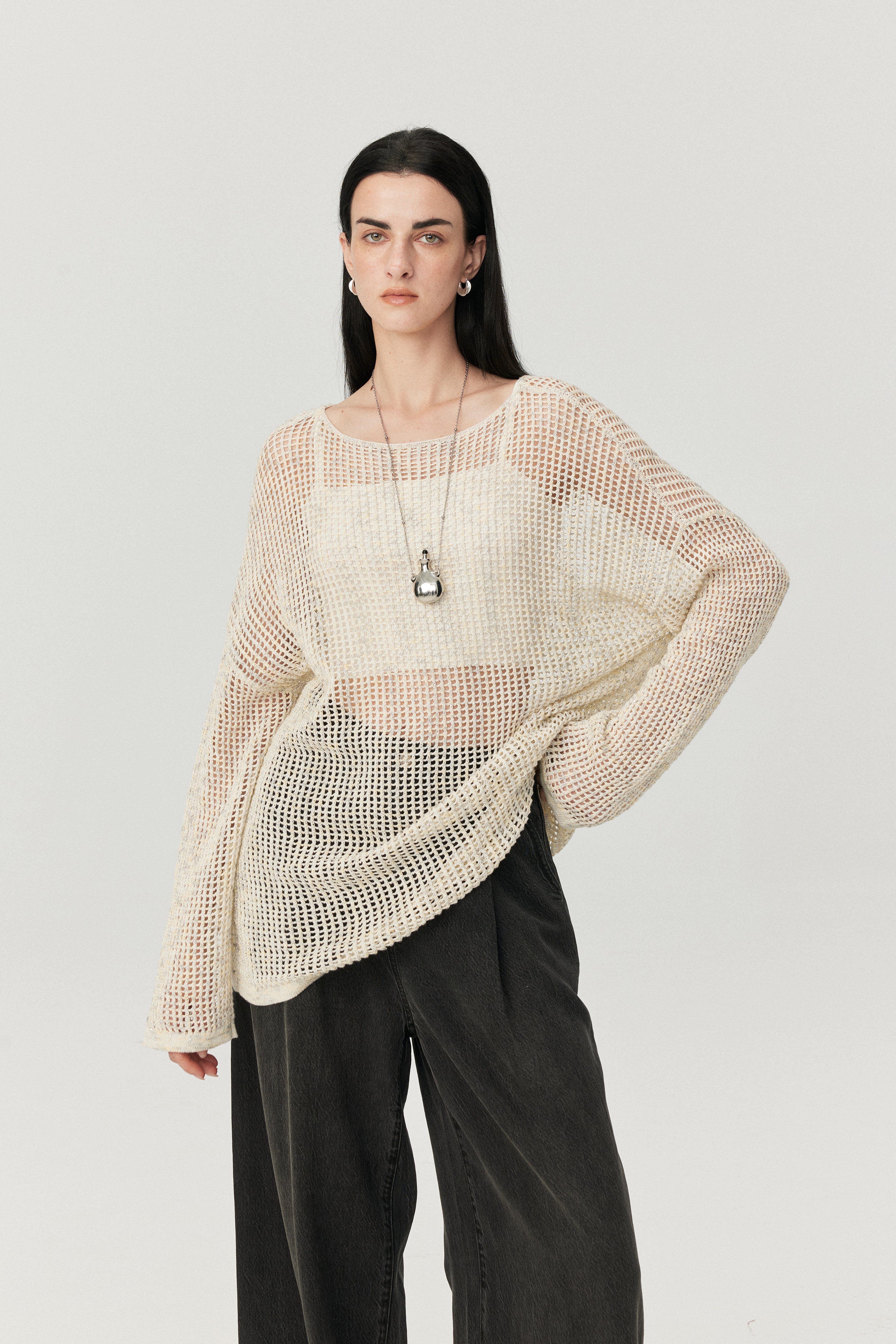 Summer Breeze Crochet Mesh Knit Top