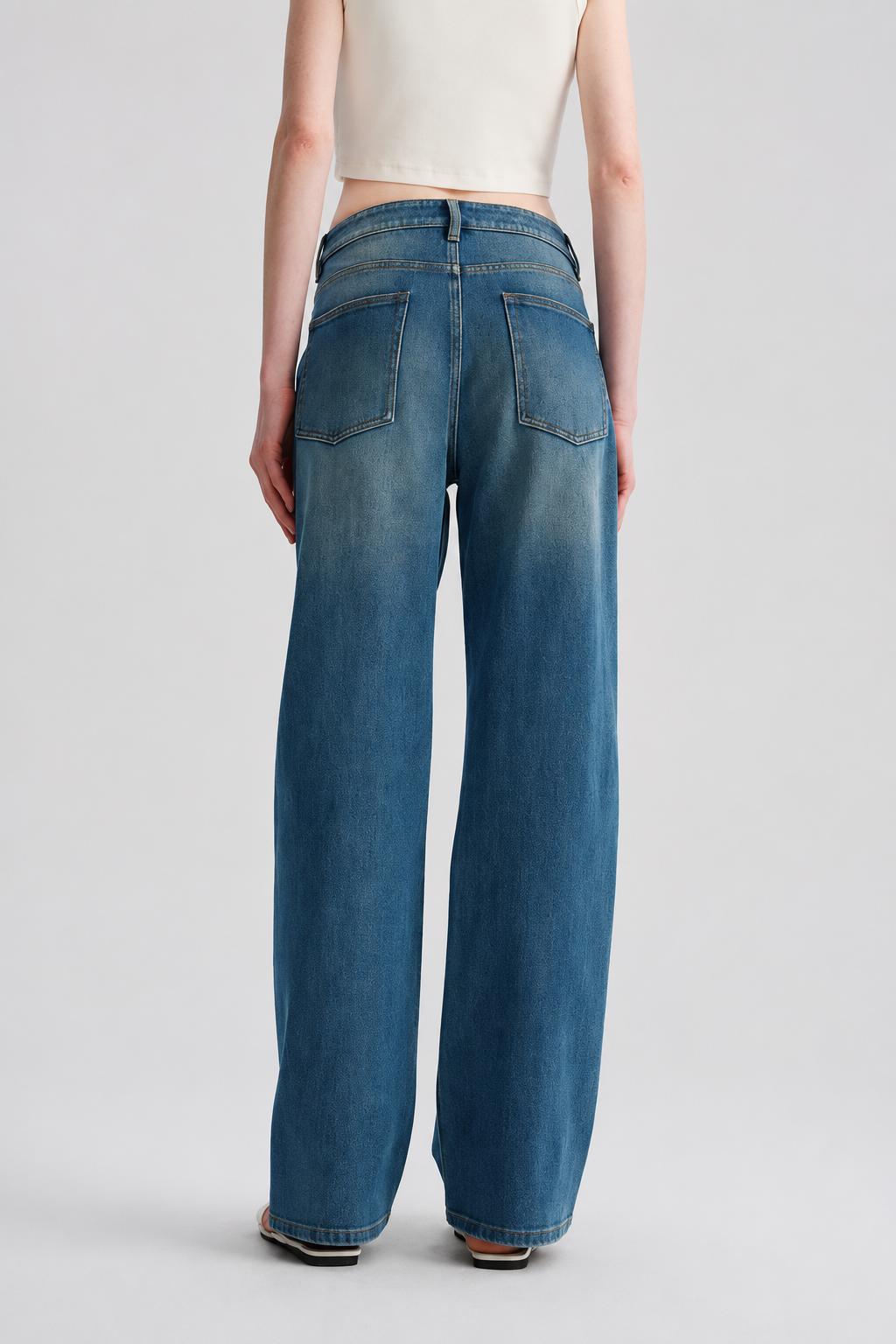 Vintage Washed Straight Leg Jeans