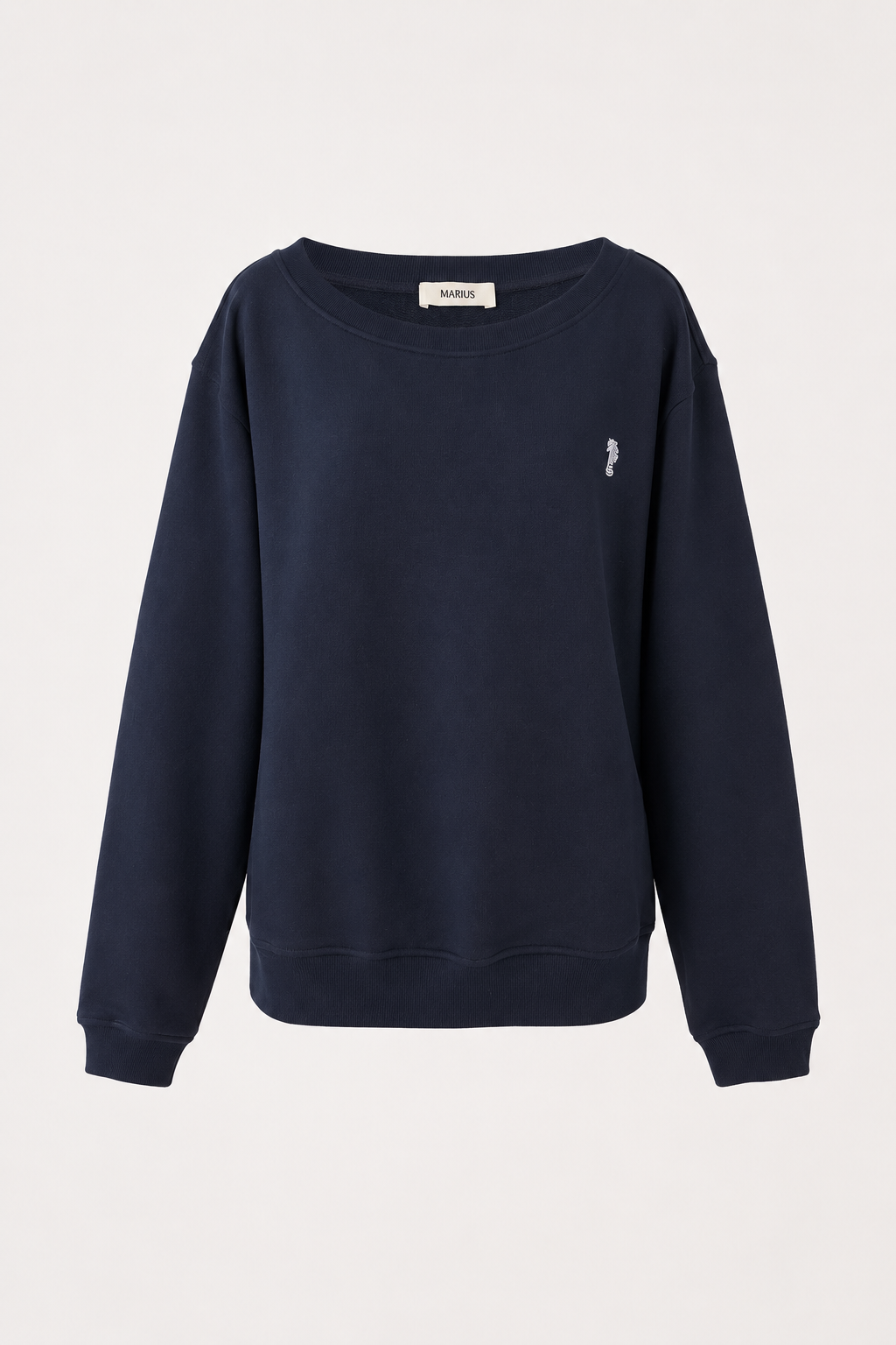 Wide-Round Neck Cotton Sweatshirt