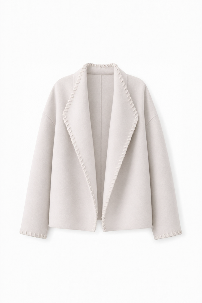 Floating Collar Double-Faced Merino Wool Coat