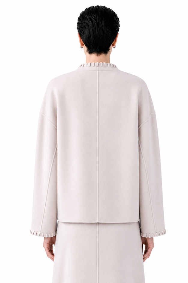 Floating Collar Double-Faced Merino Wool Coat