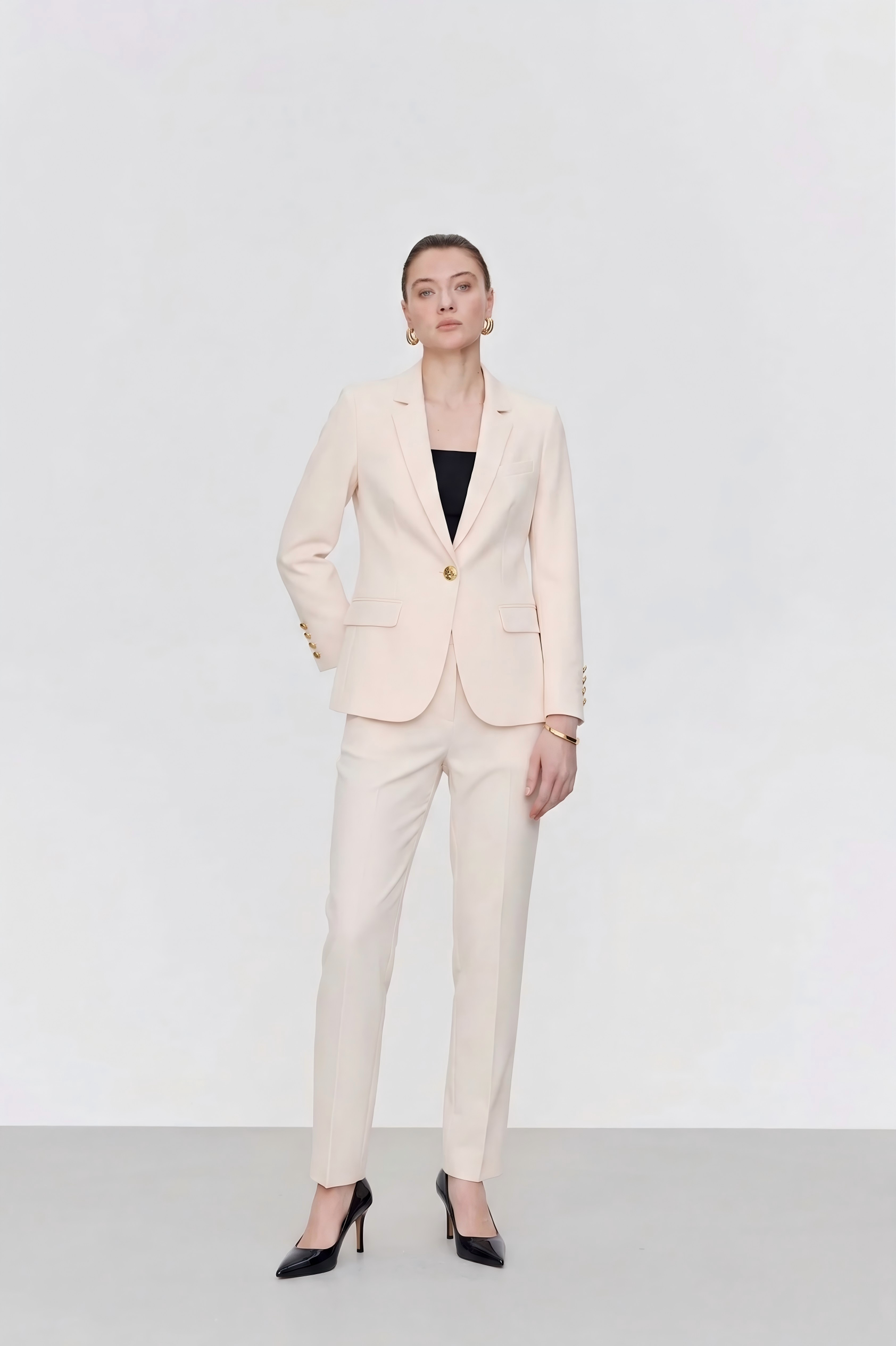 One-Button Tailored Silk-Blend Blazer