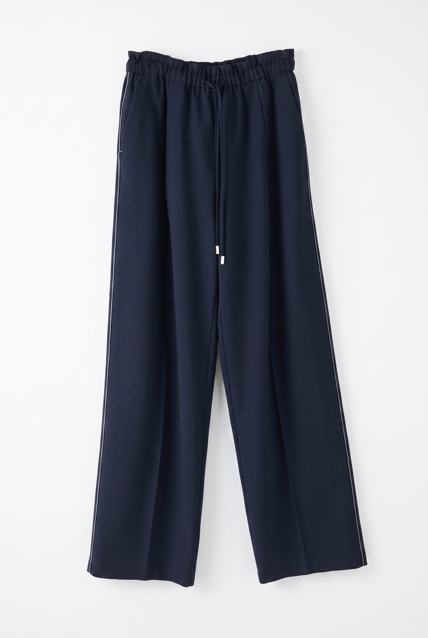 Pure Wool Drawstring Wide-Leg Trousers