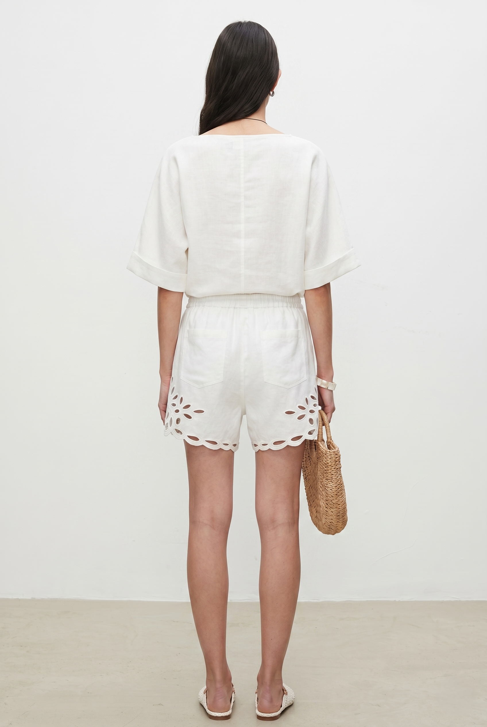 Linen Broderie Anglaise Shorts