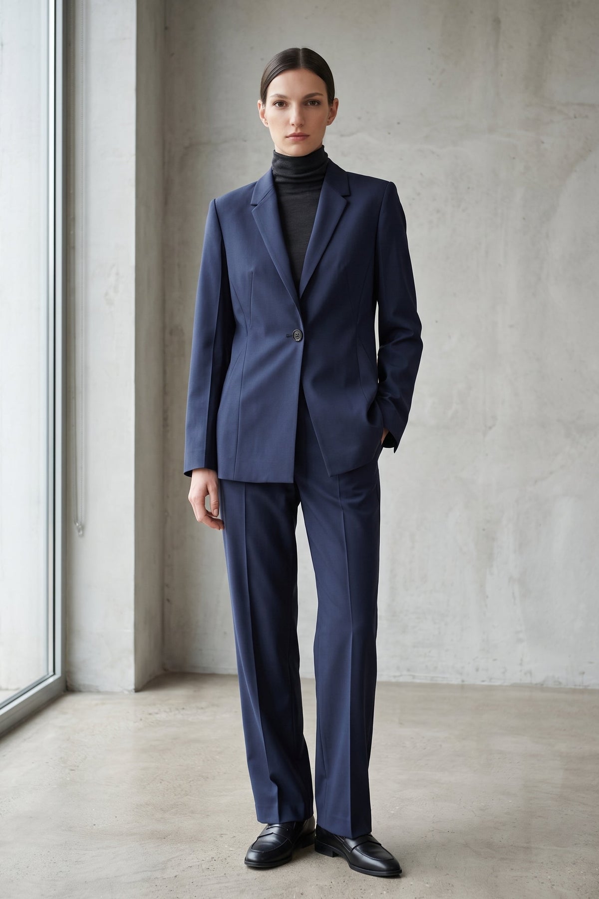Wool-Cashmere Tailored Cinched Blazer