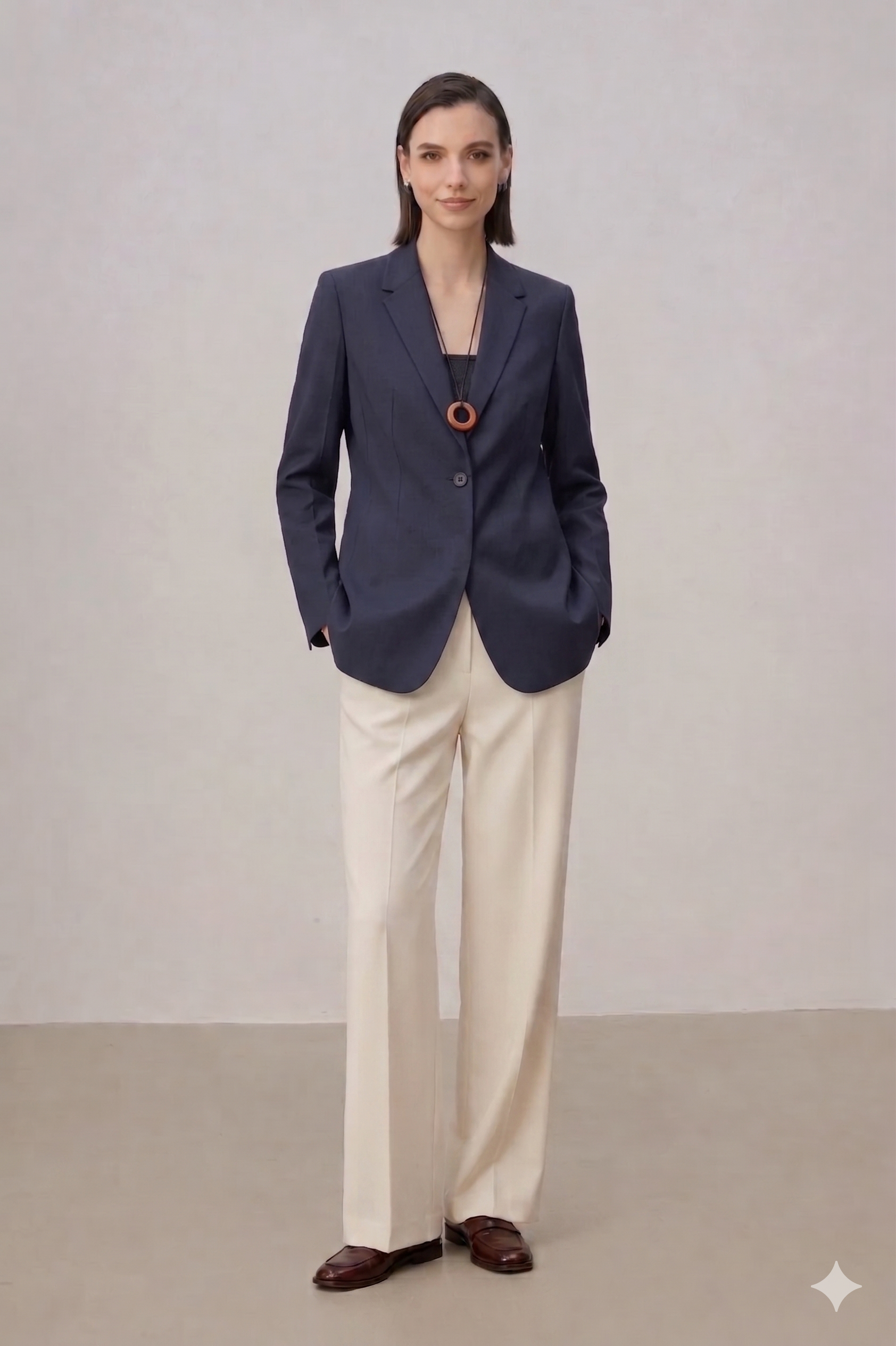 One-Botton Cinched Waist Tailored Blazer