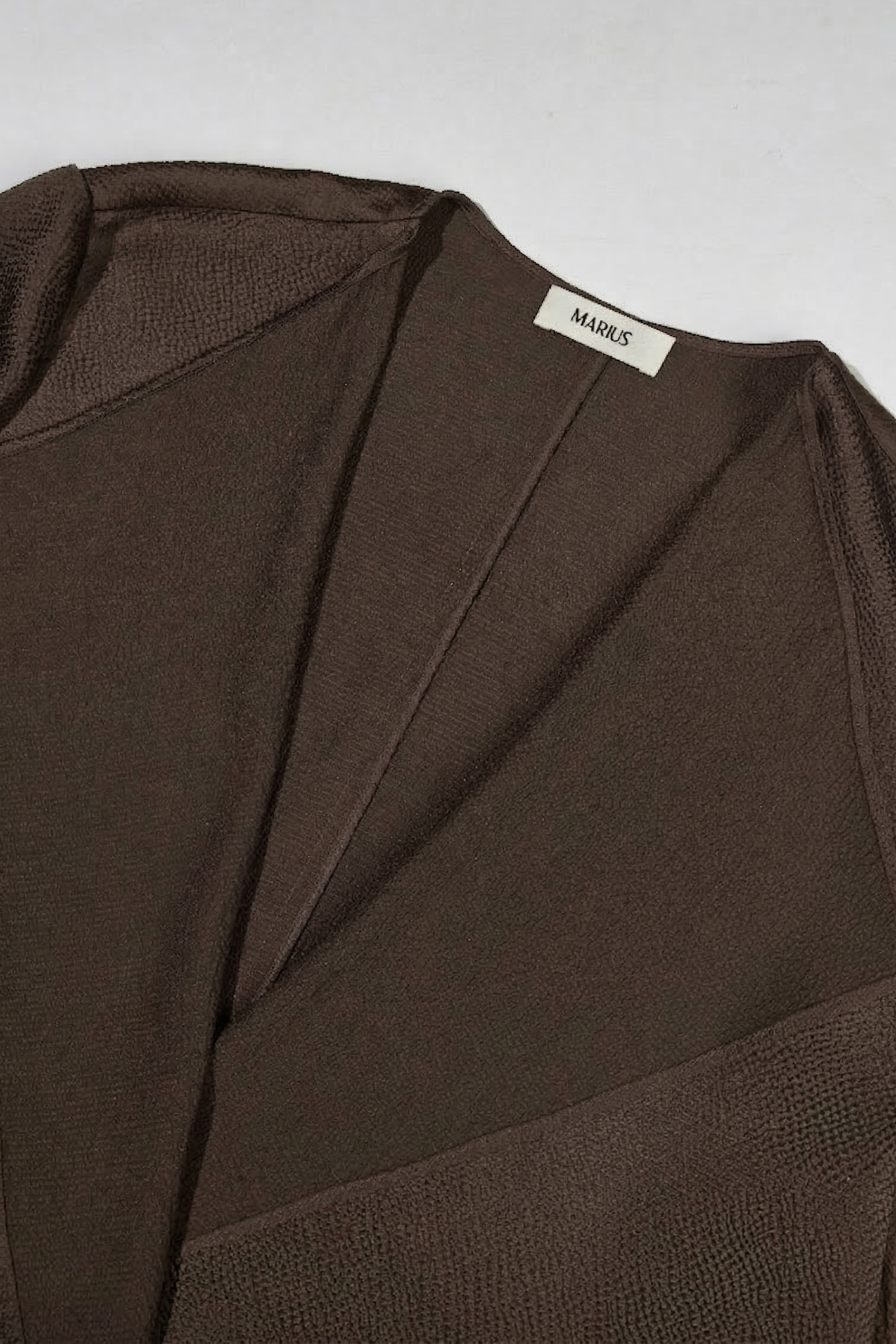 Pearl-Sheen Silk Satin Draped-Collar Wrap Top