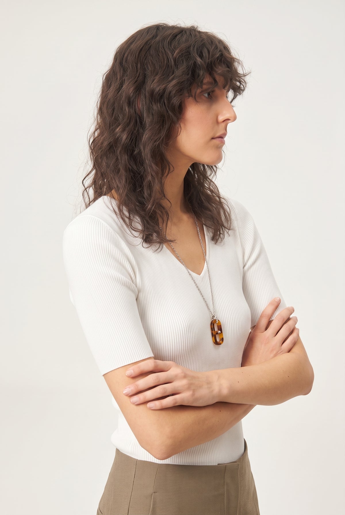 Seamless V-Neck Merino Wool Top