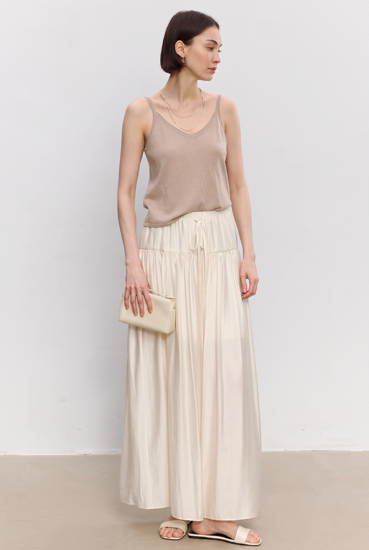 Gathered Wide-Leg Pants
