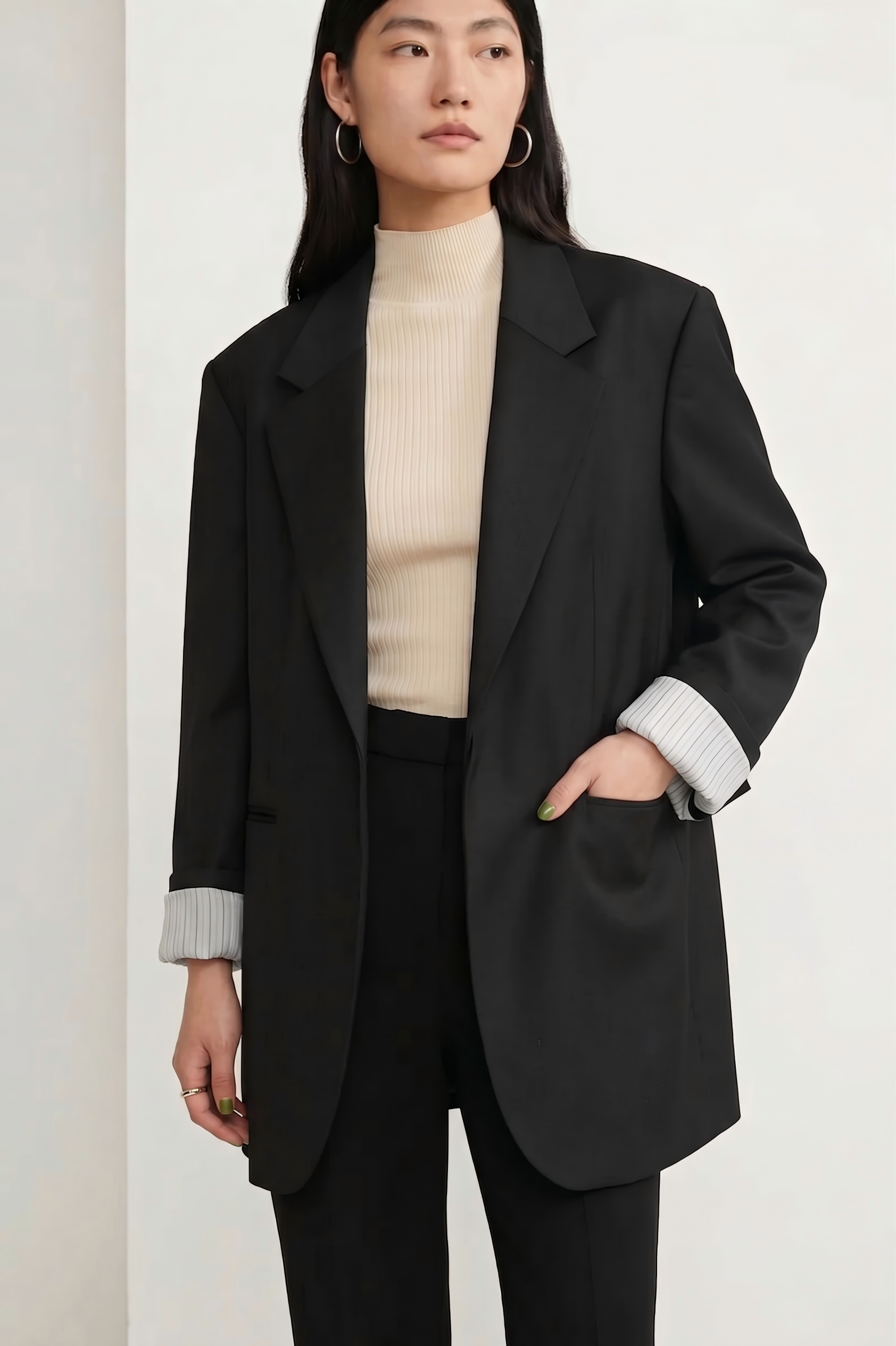 Relaxed Fit Wool & Mohair Blazer with Silk Lining