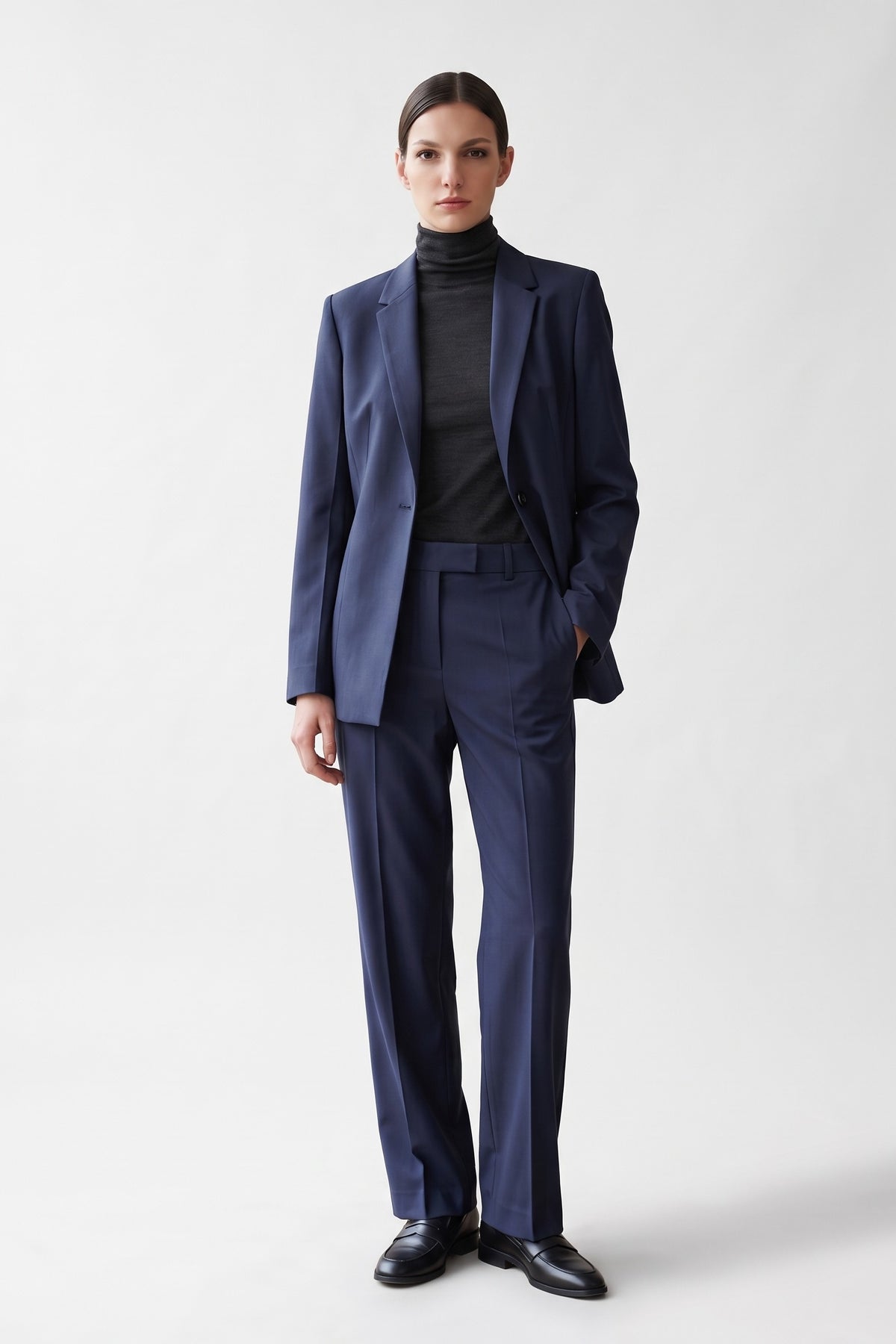 Wool-Cashmere Tailored Cinched Blazer