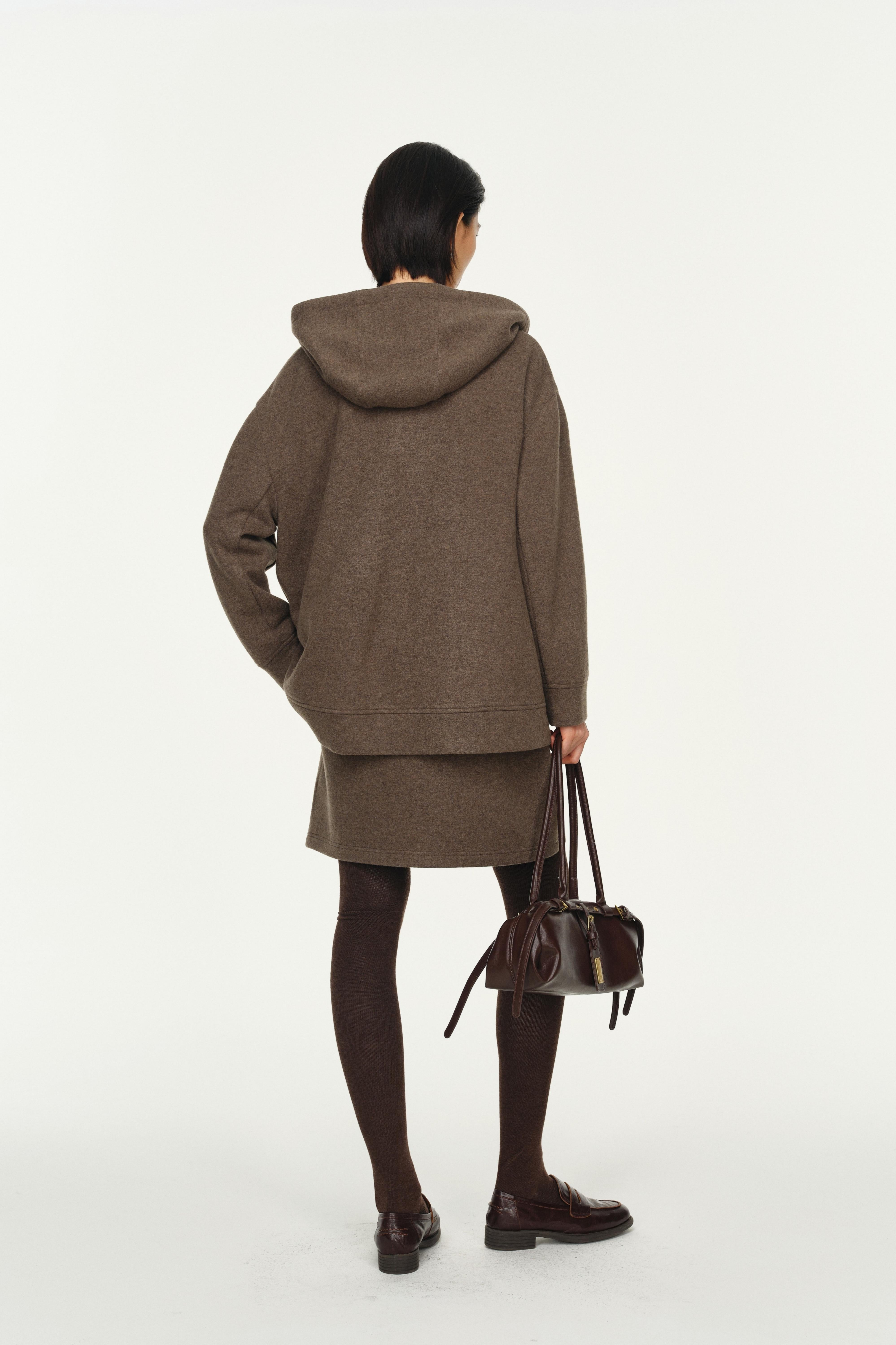 Wool-Cashmere Blend Knit Zip-Up Hoodie