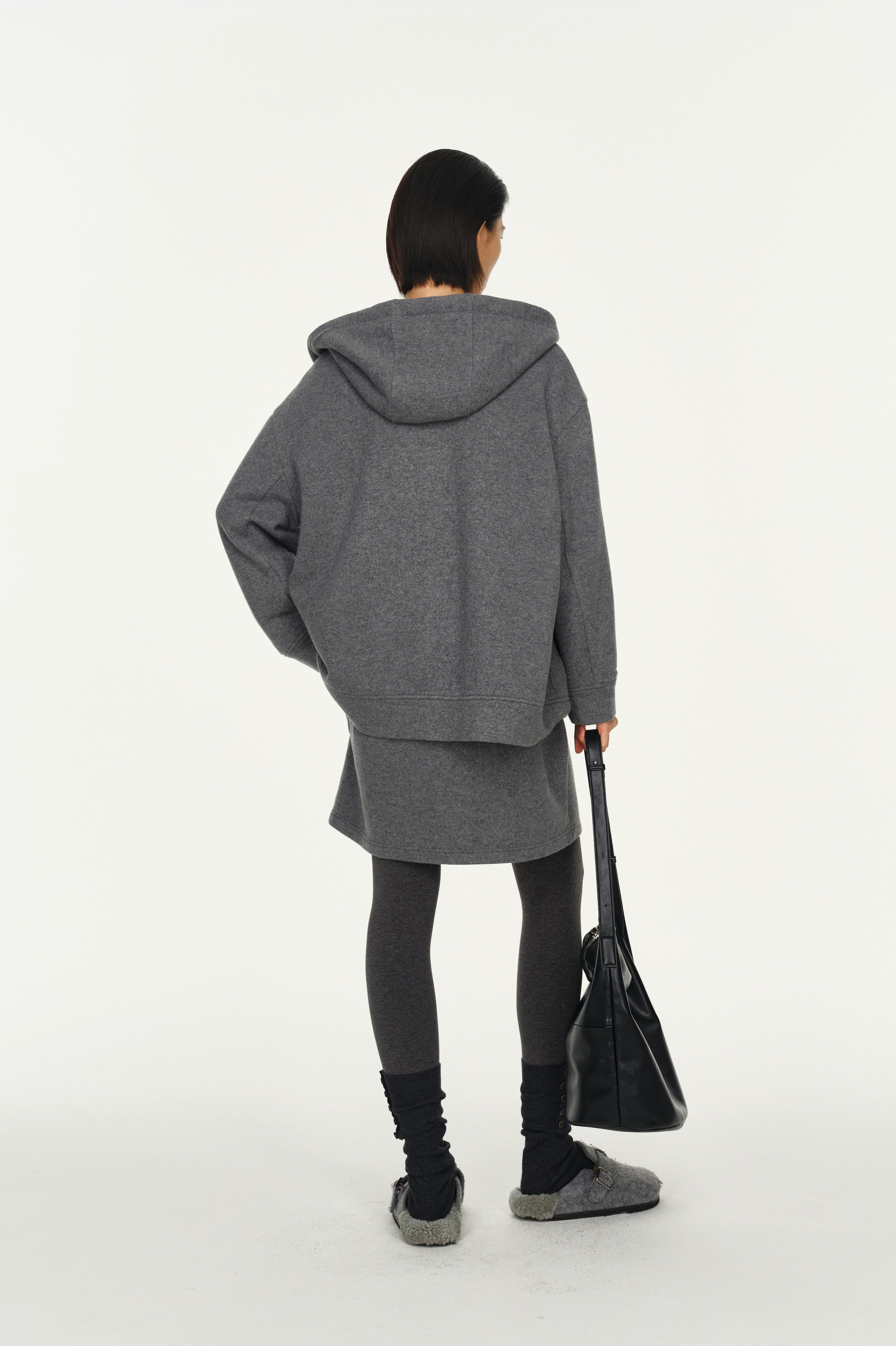 Wool-Cashmere Blend Knit Zip-Up Hoodie