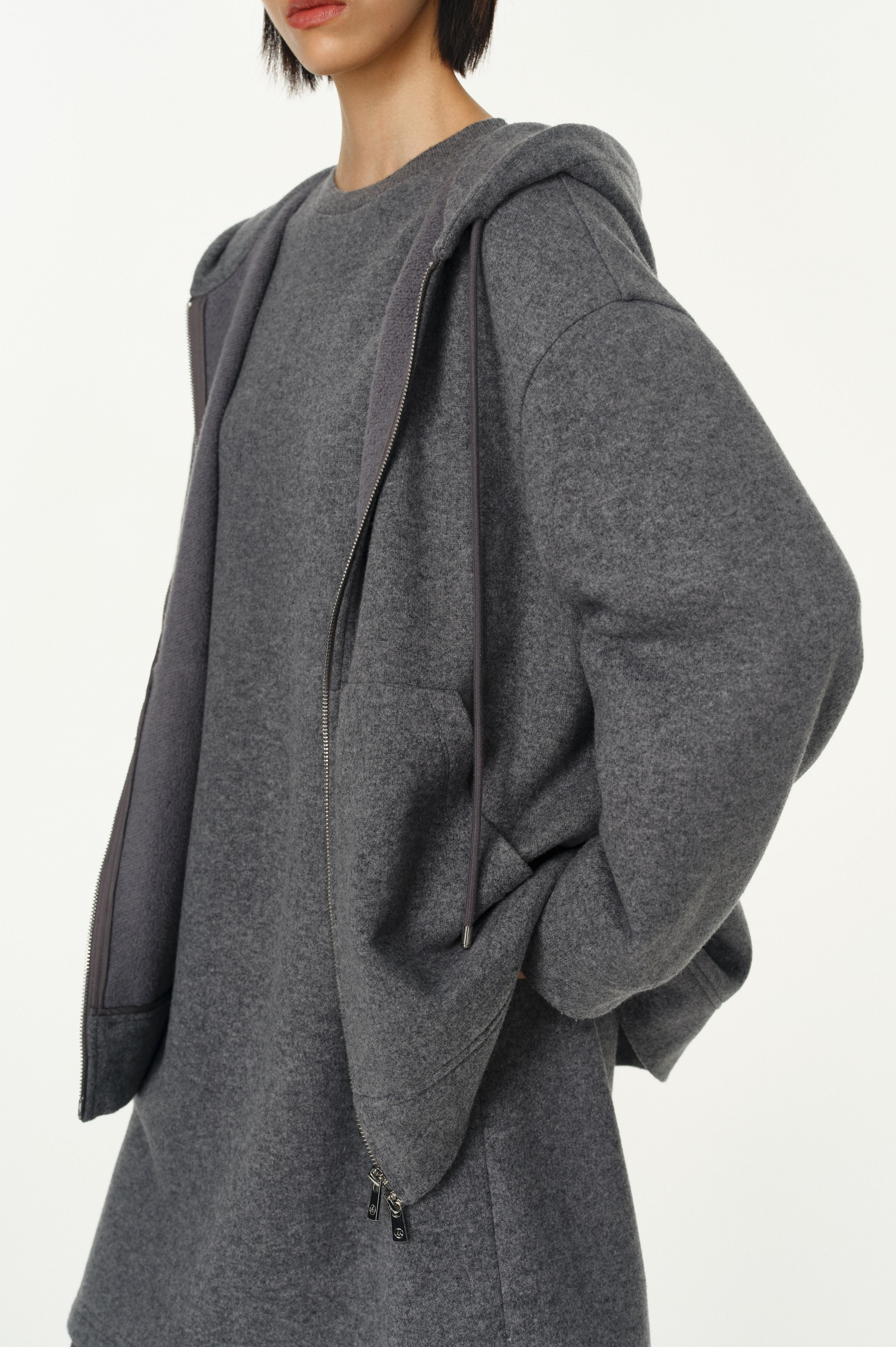 Wool-Cashmere Blend Knit Zip-Up Hoodie