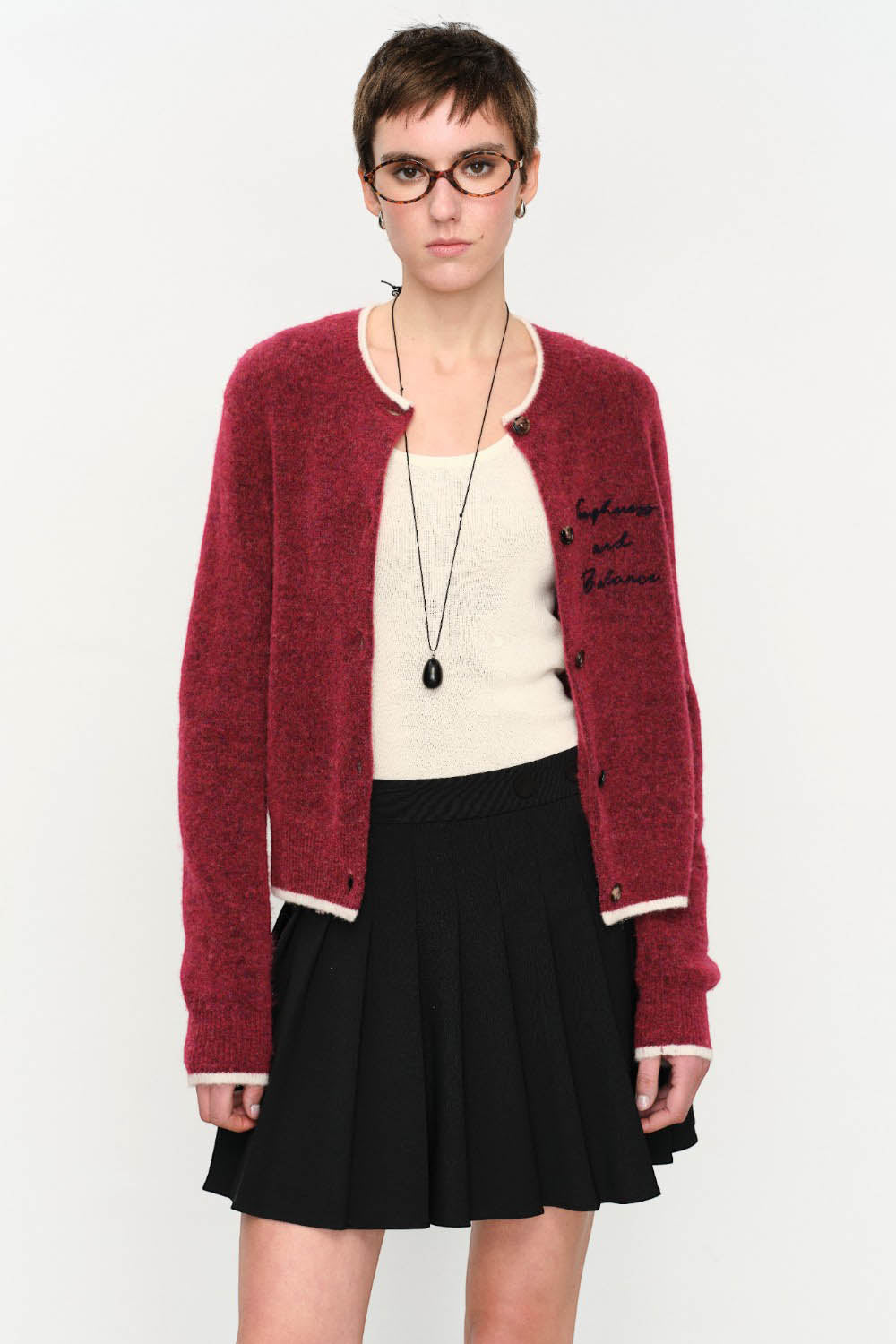 Marius Women's Alpaca Cardigan with Contrast Trim