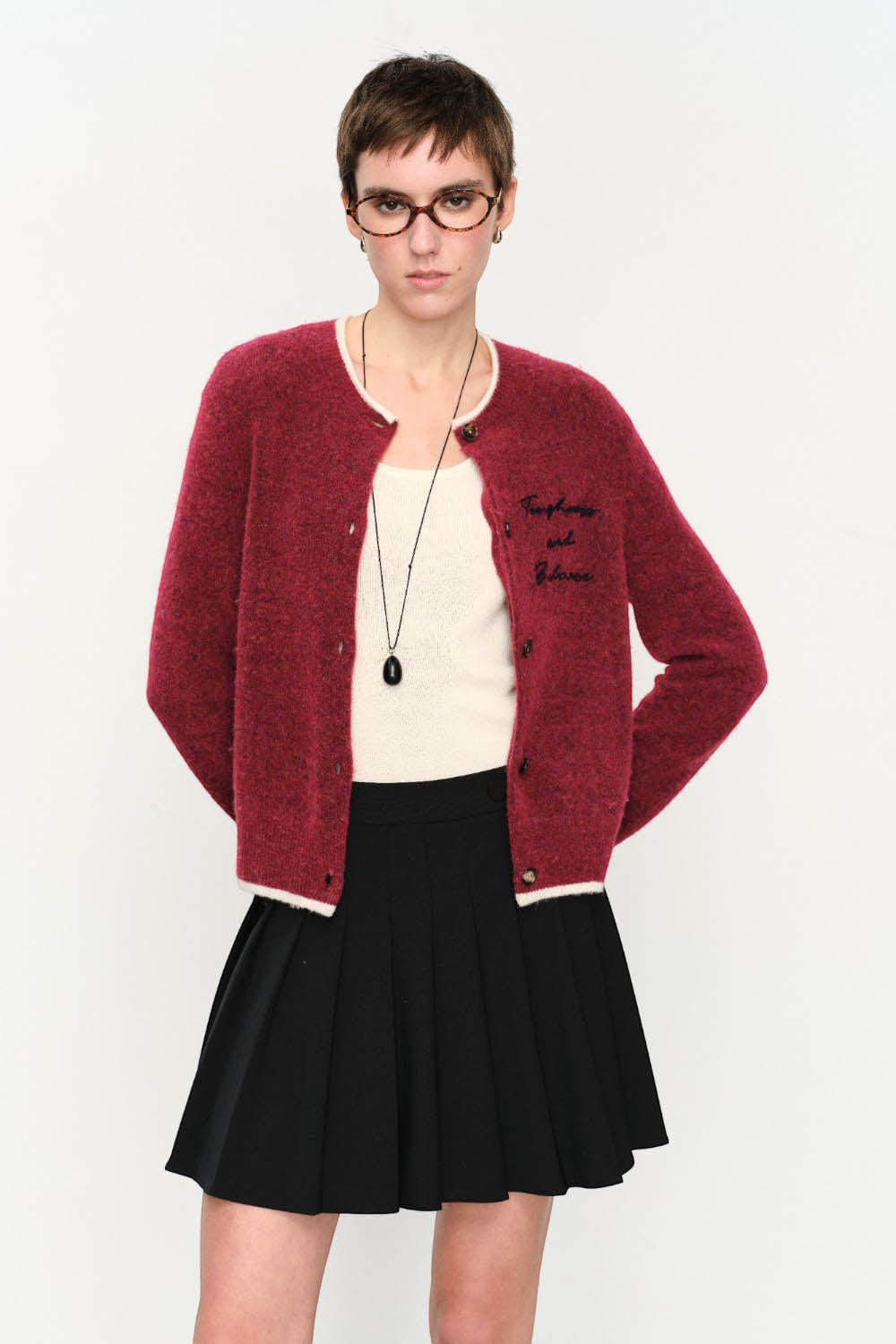 Marius Women's Alpaca Cardigan with Contrast Trim