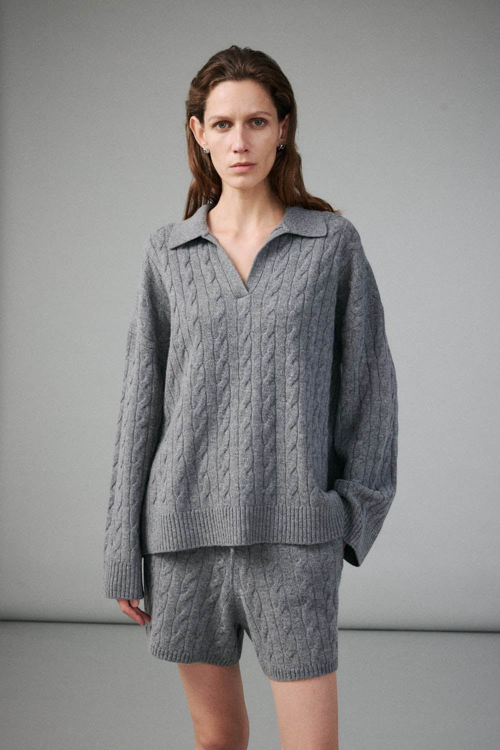 Marius Women's Cable-Knit Polo Sweater