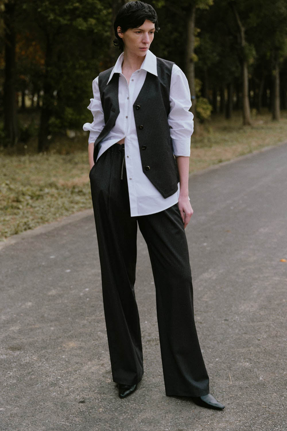 Marius Women's Super Wool Striped Trousers