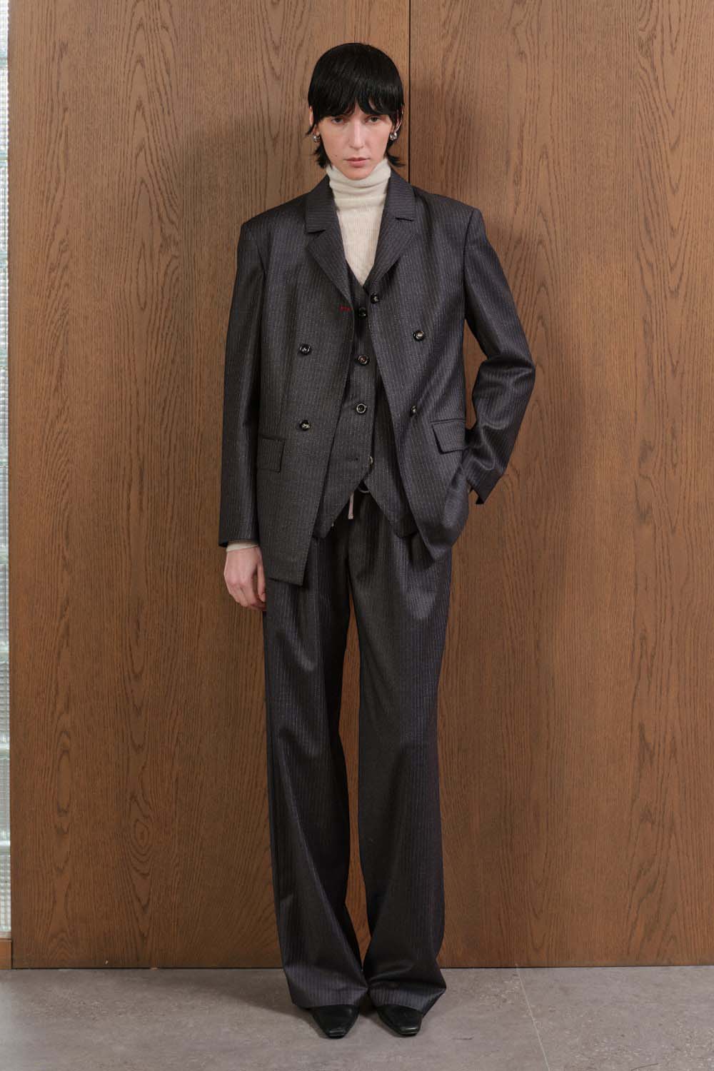 Marius Women's Super Wool Striped Trousers