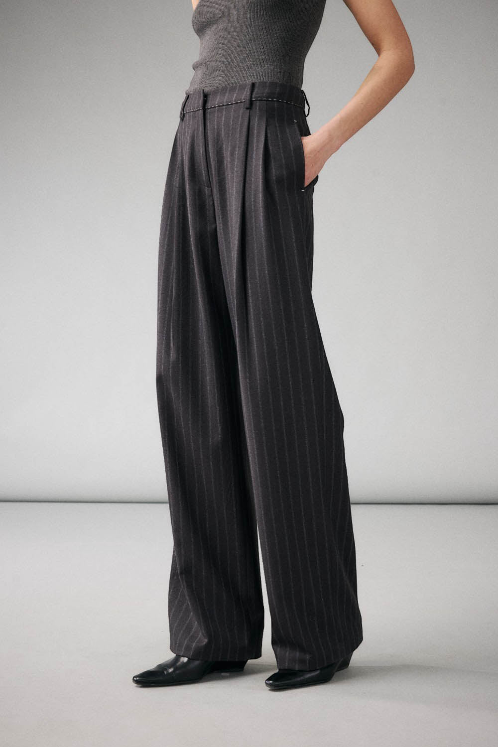 Superfine Merino Pinstripe Tailored Trousers