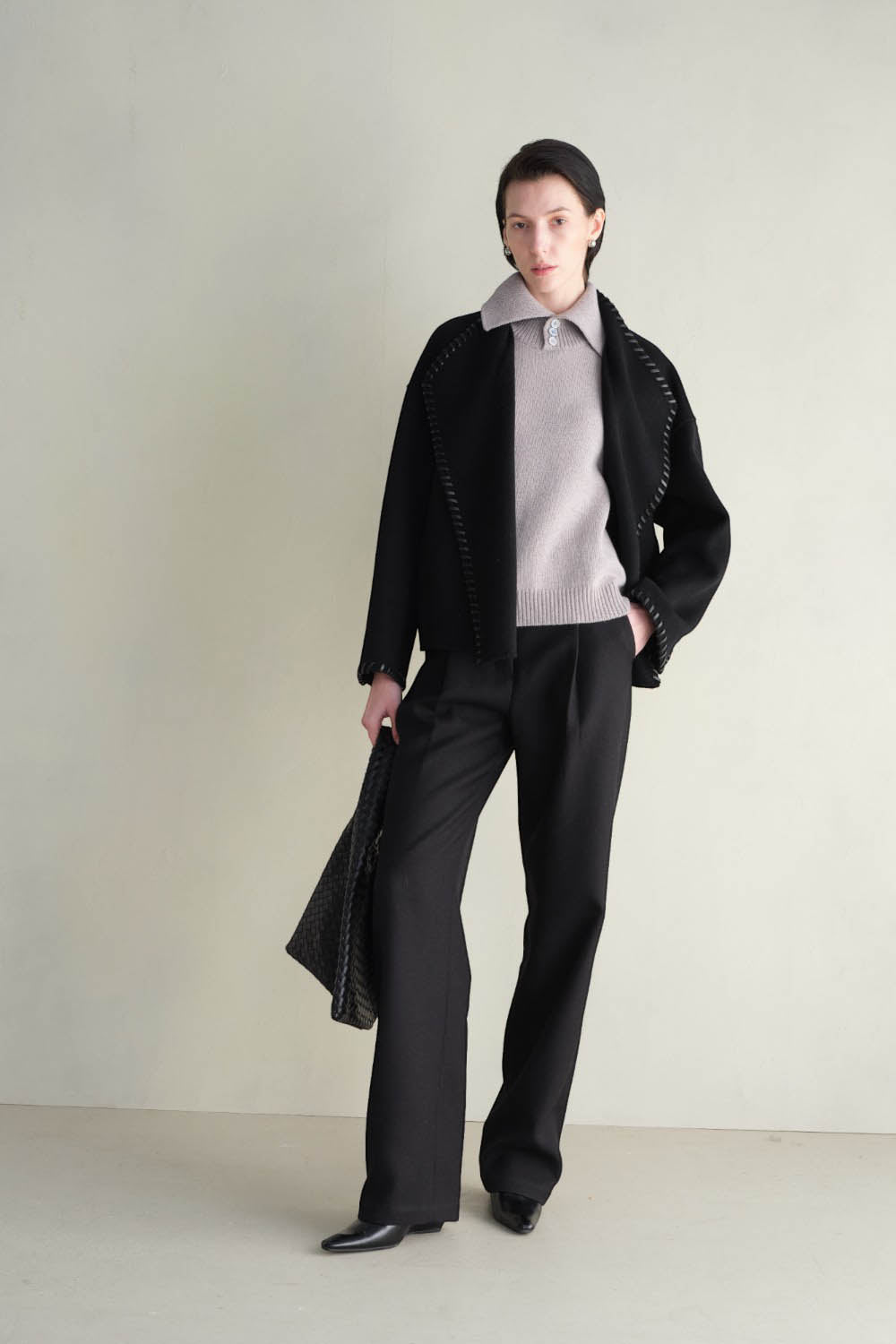 Heritage Twill Draped Straight-Leg Trousers