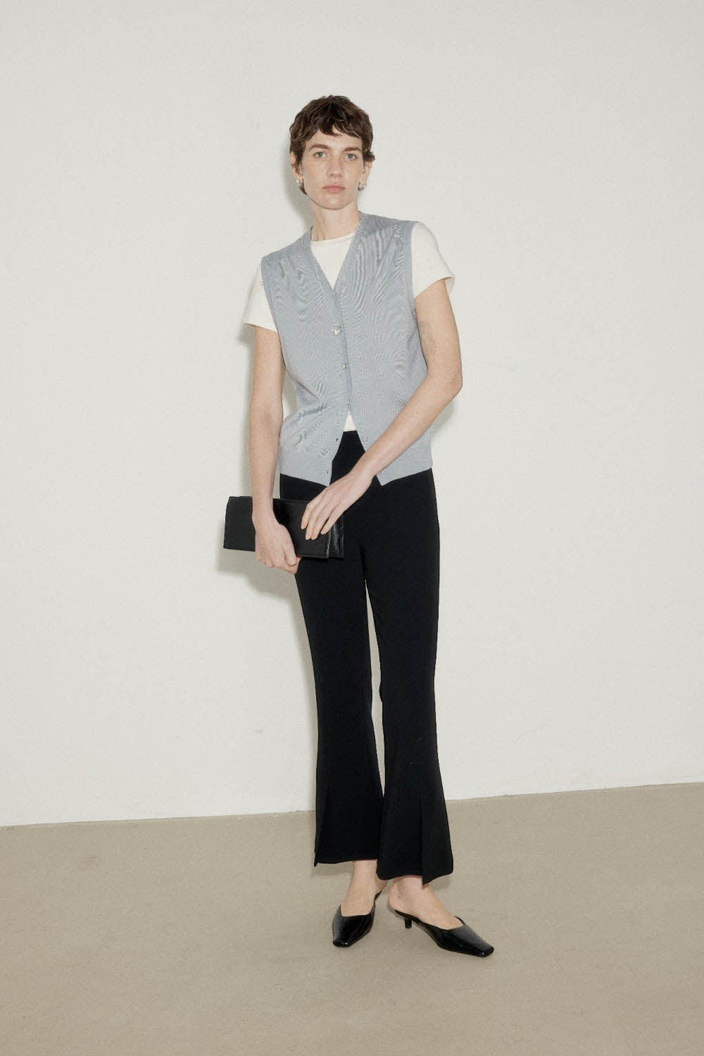 Women's Soft Drape Flared Pants with Front Slit