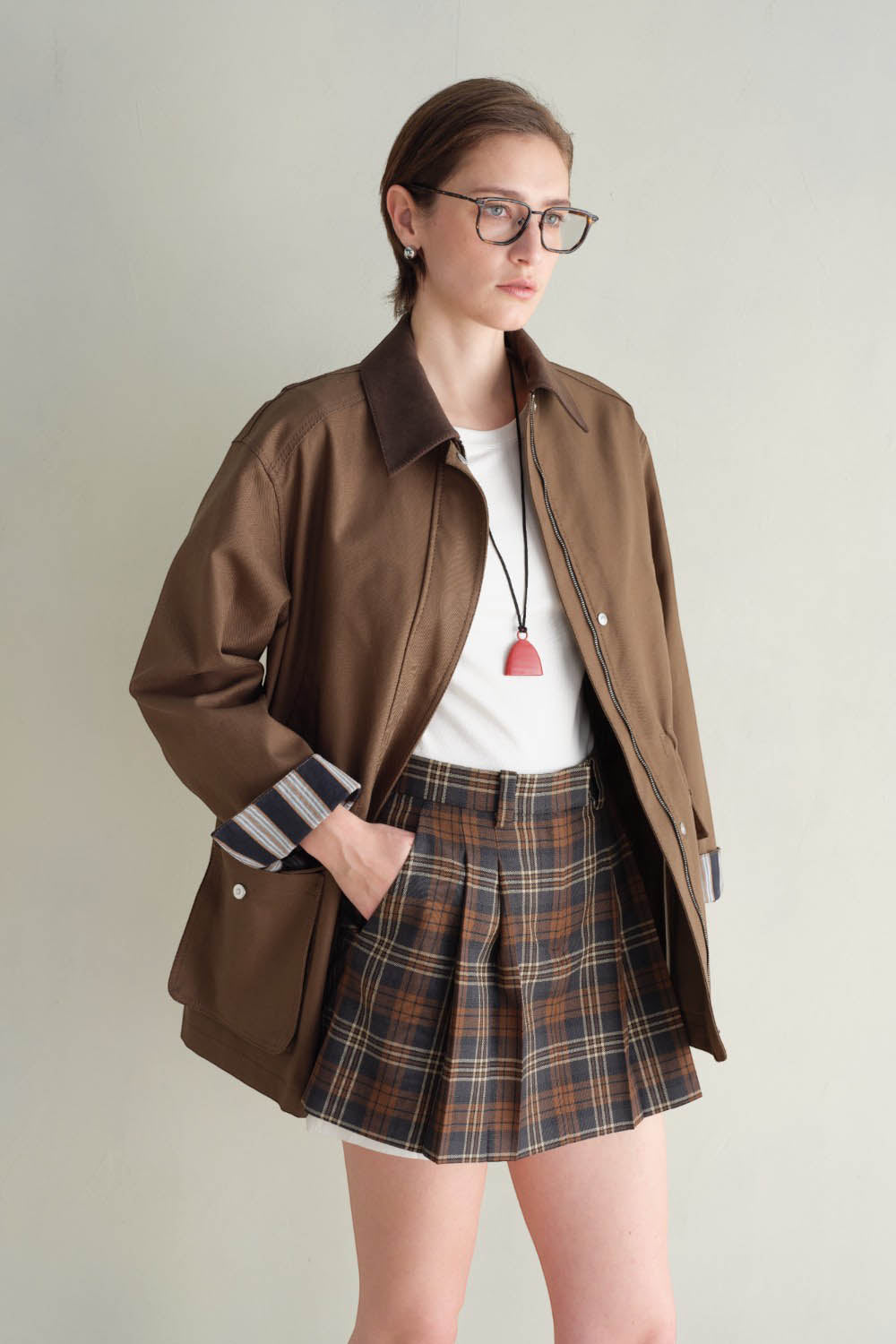 Marius Pleated A-Line Plaid Skirt