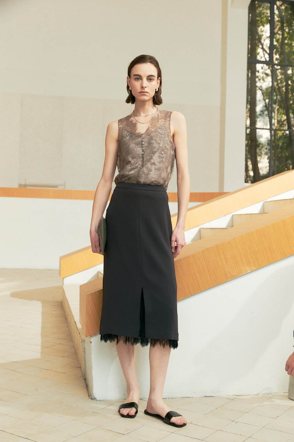 Marius Women's Lace Trimmed Pleated Skirt