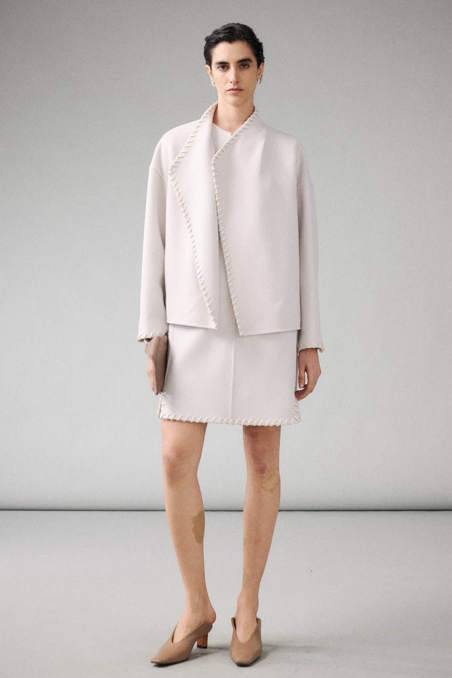 Floating Collar Double-Faced Merino Wool Coat