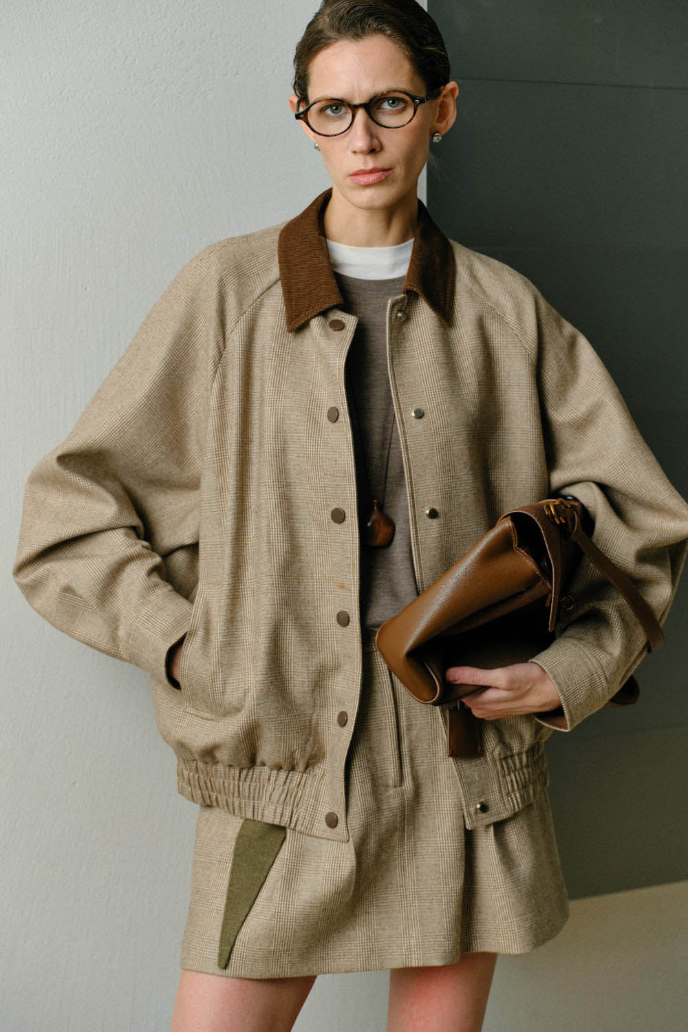 Marius Preppy-Style Houndstooth Merino Wool Jacket